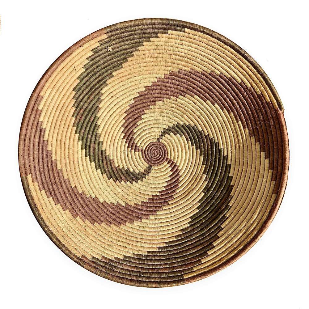 Very Large African Stained & Woven Sisal & Sweet Grass &lsquo;Wall Basket&rsquo;