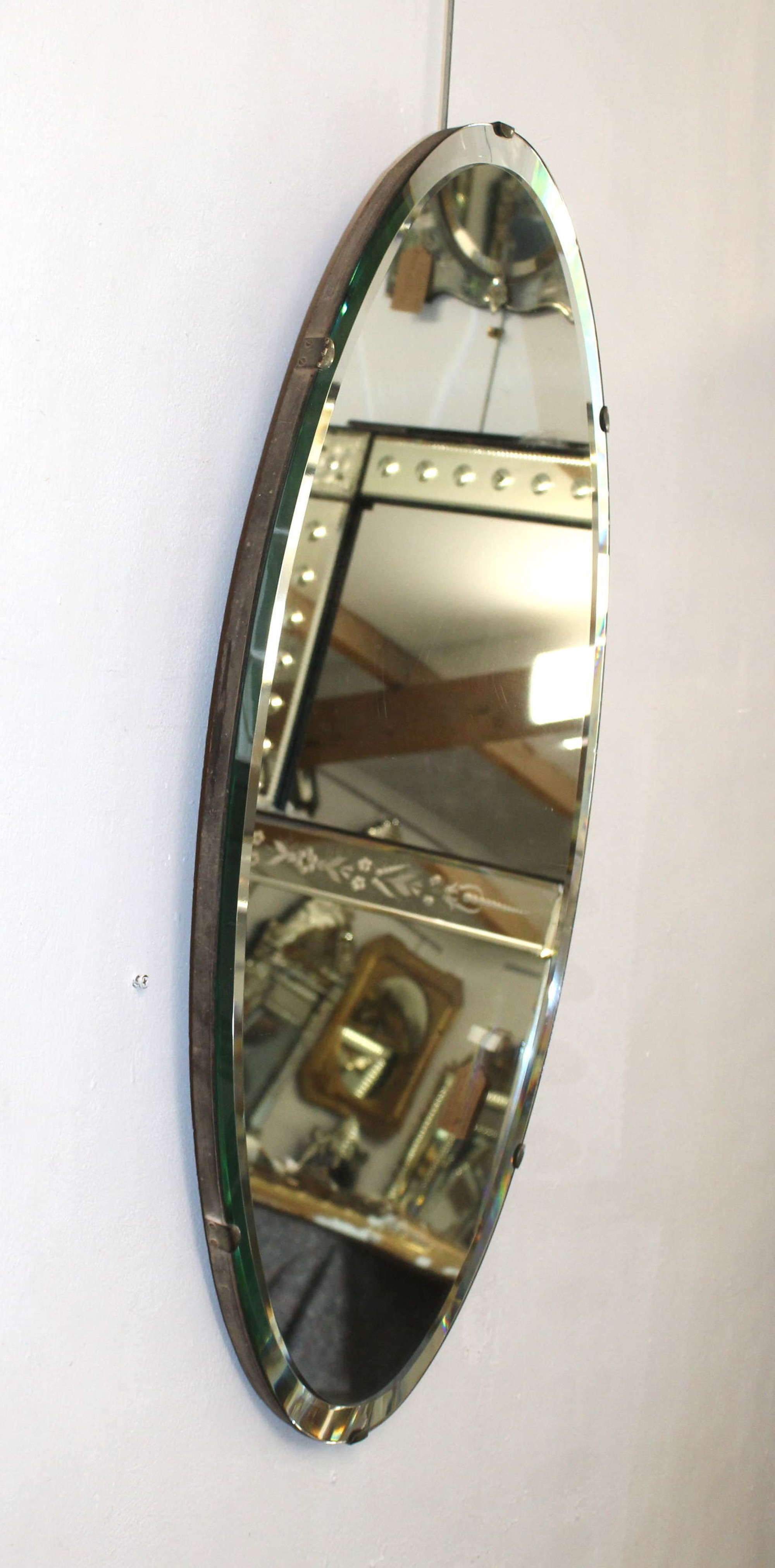 Large Vintage frameless Spanish oval mirror