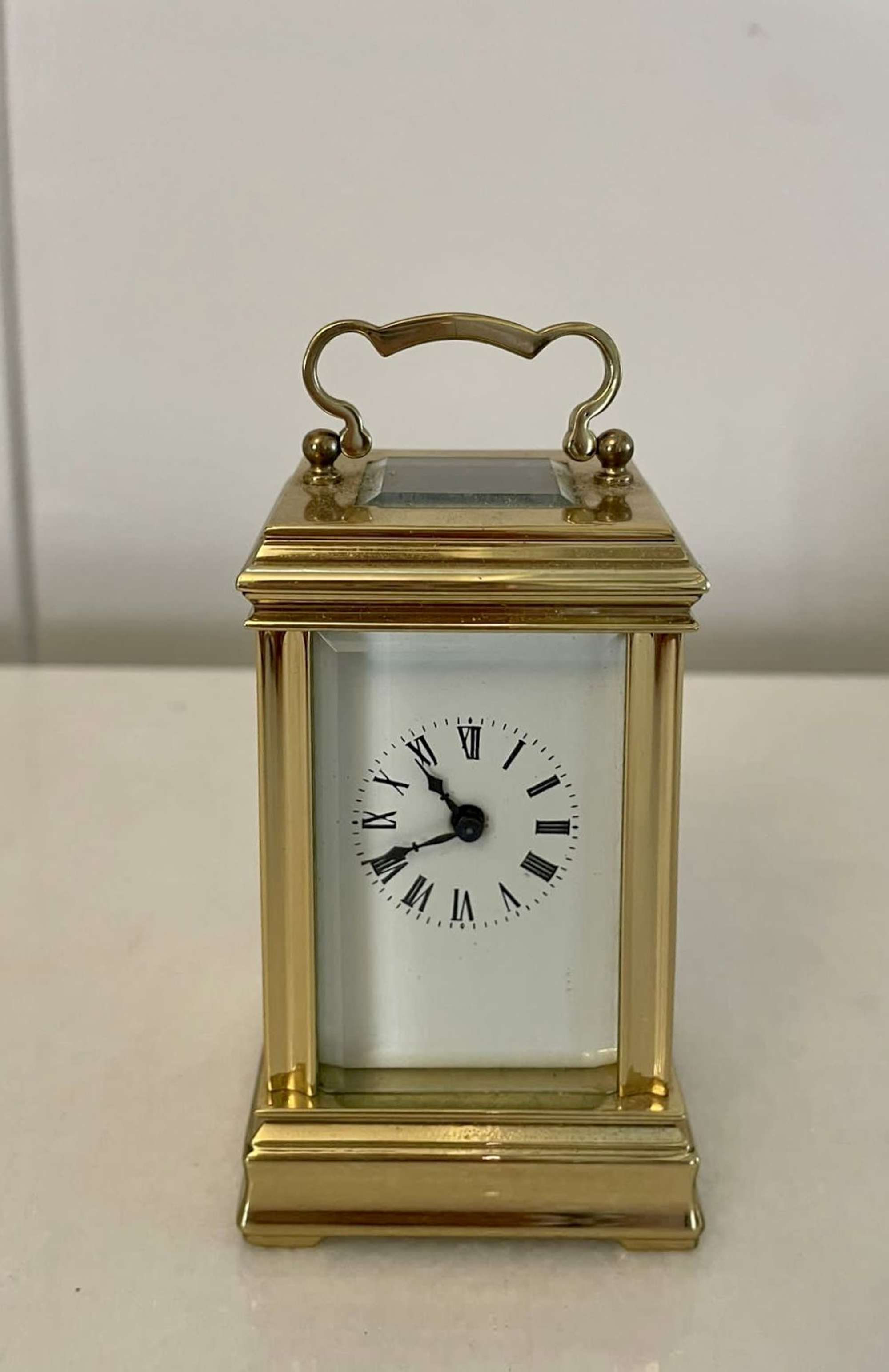 Antique Edwardian French Quality Brass Miniature Carriage Clock
