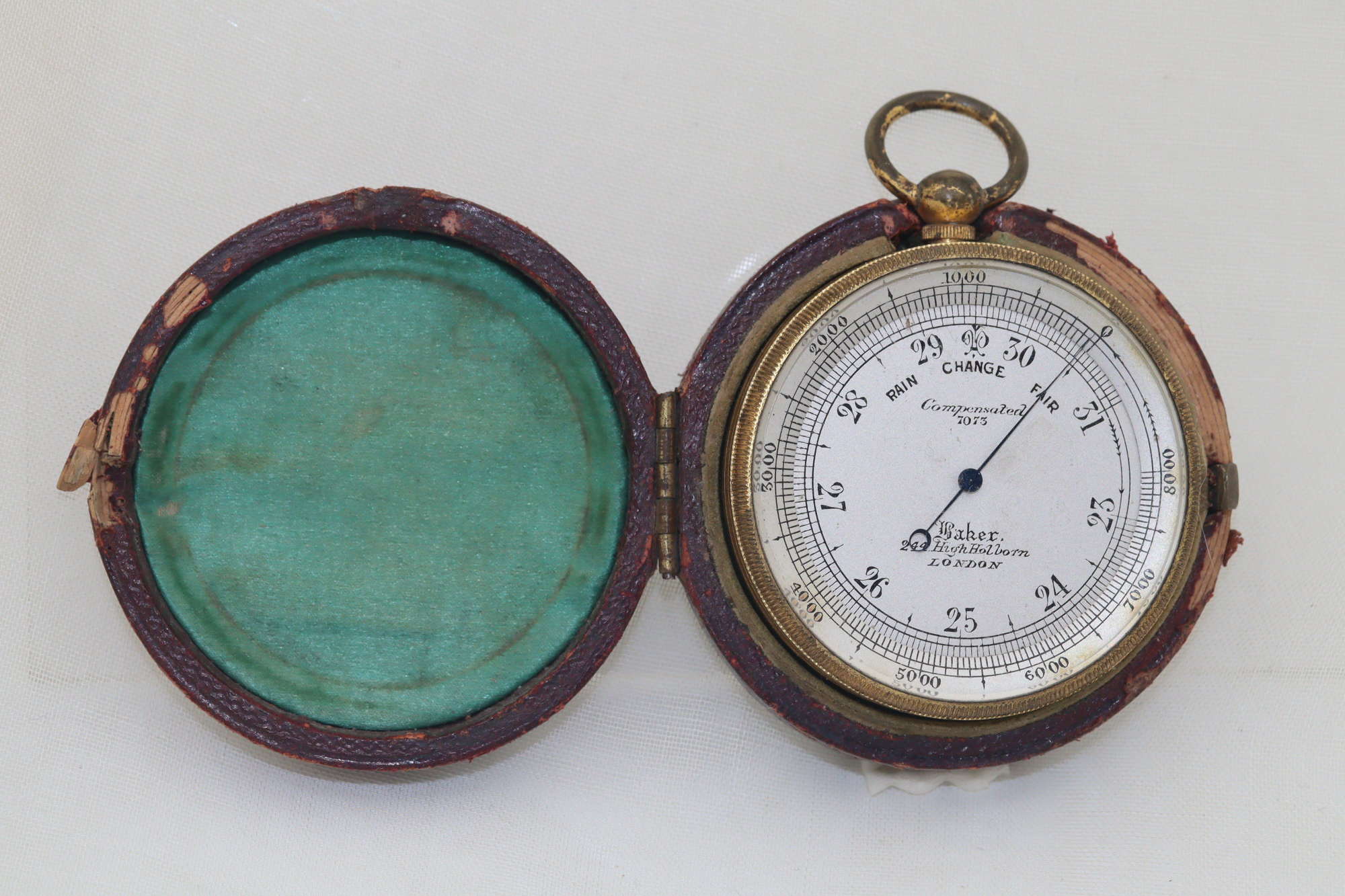Pocket barometer by C Baker in original case