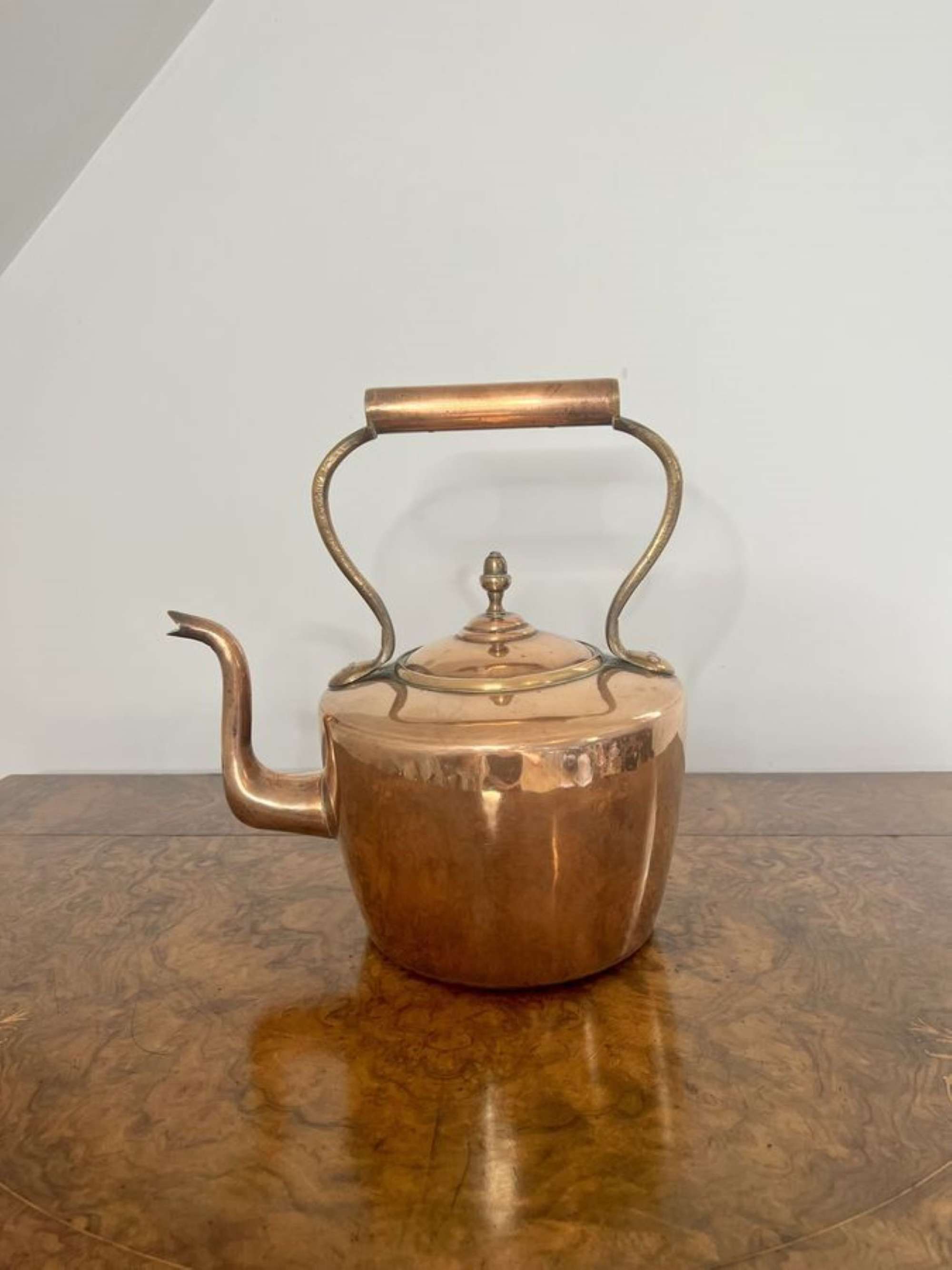 Quality antique George III copper kettle