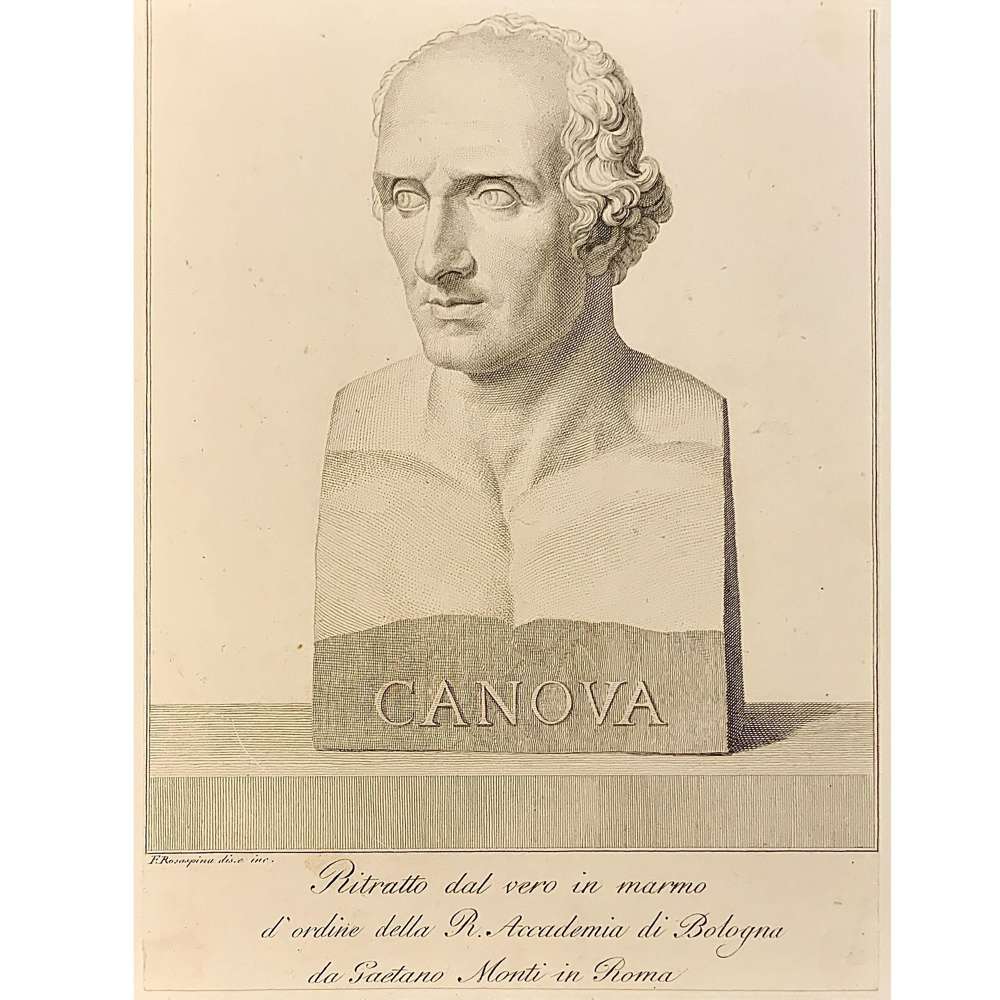 Antique Print G. Monti&rsquo;s Portrait Bust of Antonio Canova (1757&ndash;1822)