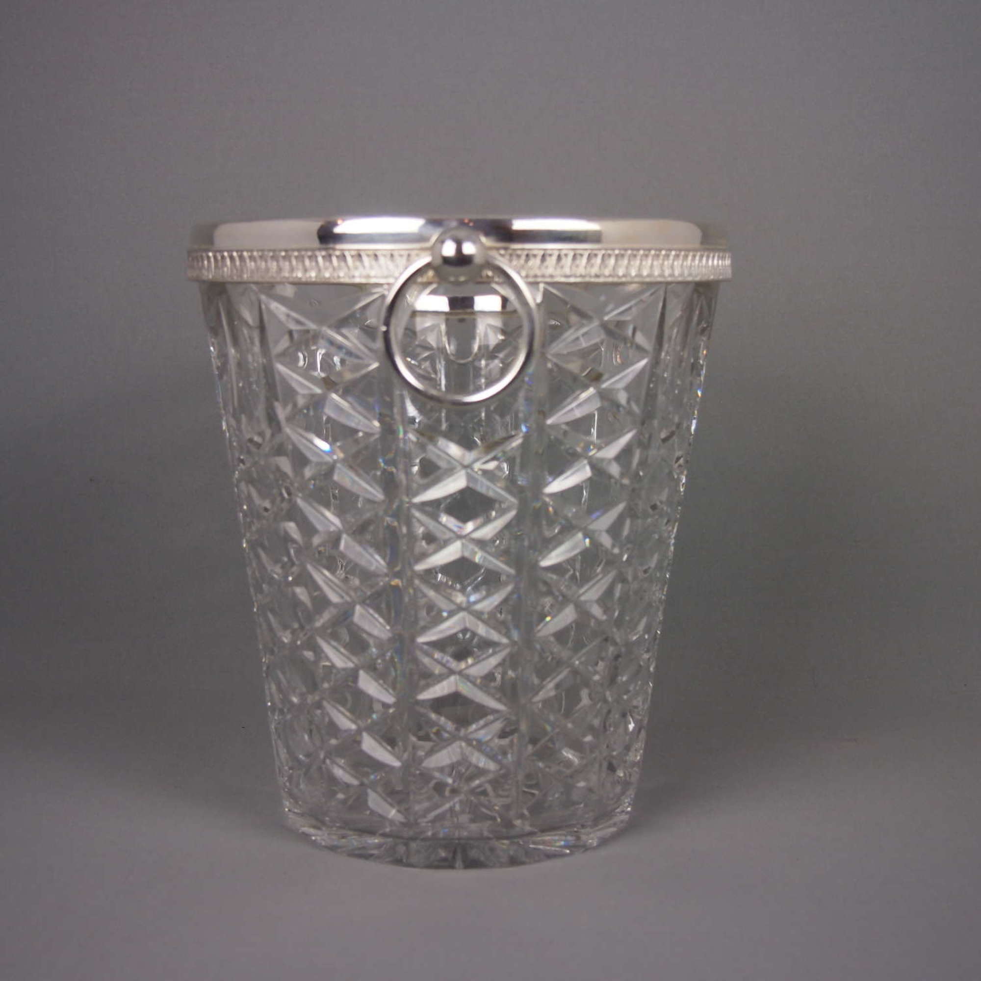Cut Glass & Silver Plated Vintage Champagne Bucket