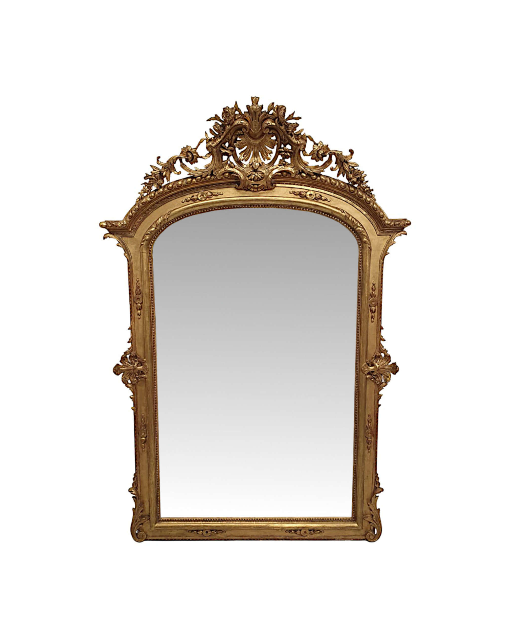 A Very Fine Large 19th Century Giltwood Overmantel Or Hall Antique Mirror