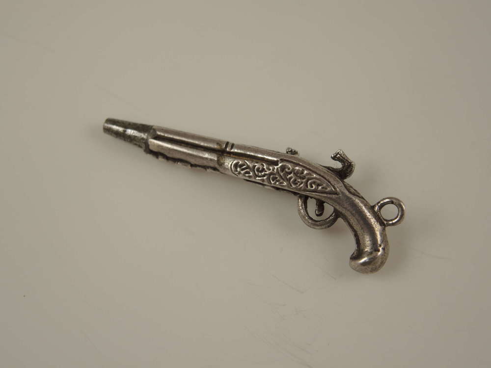Silver PISTOL Pocket watch Key c1880