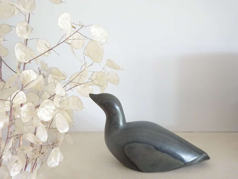 Inuit Loon Bird Sculpture - Signed