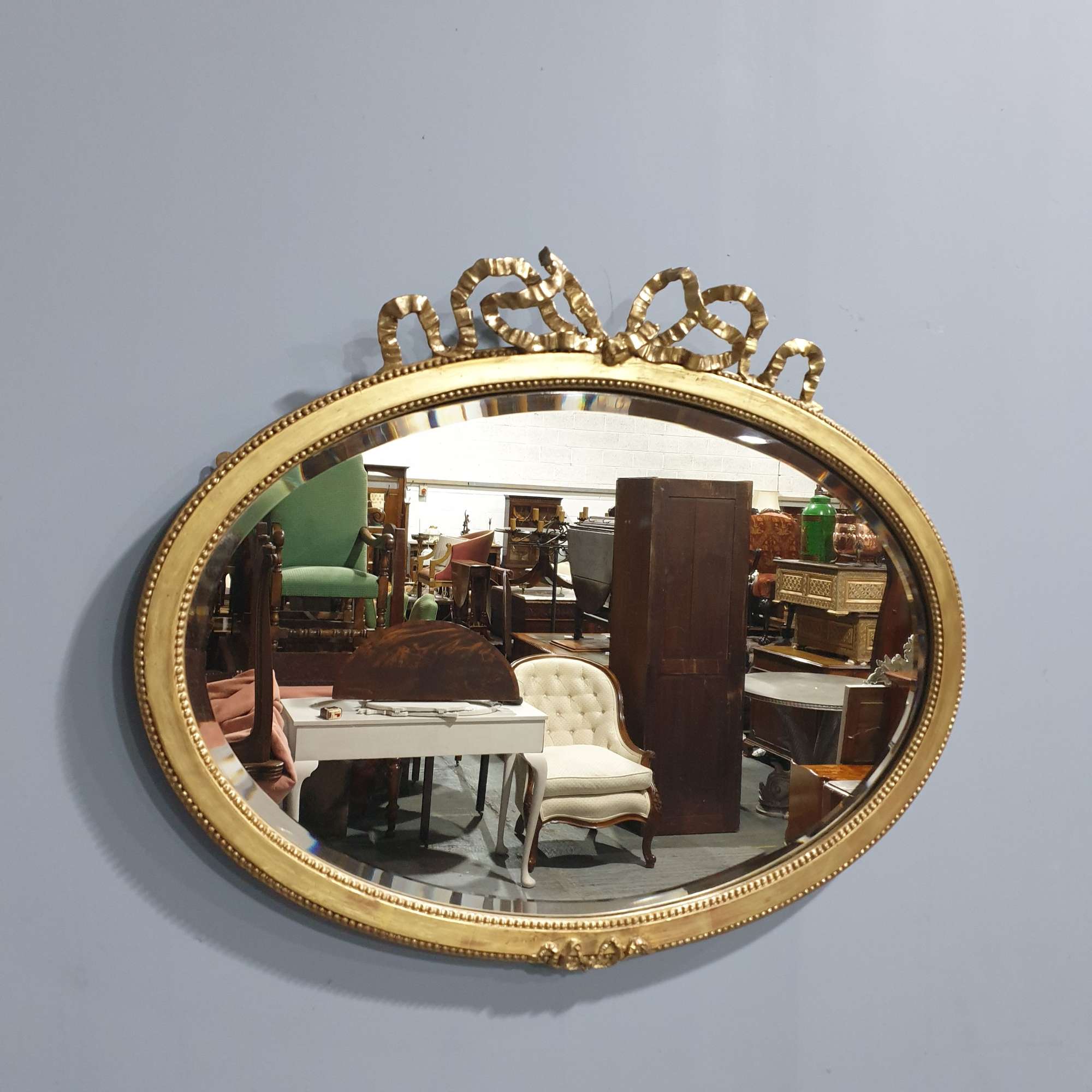 Regency Adams Oval Gilt Antique Mirror