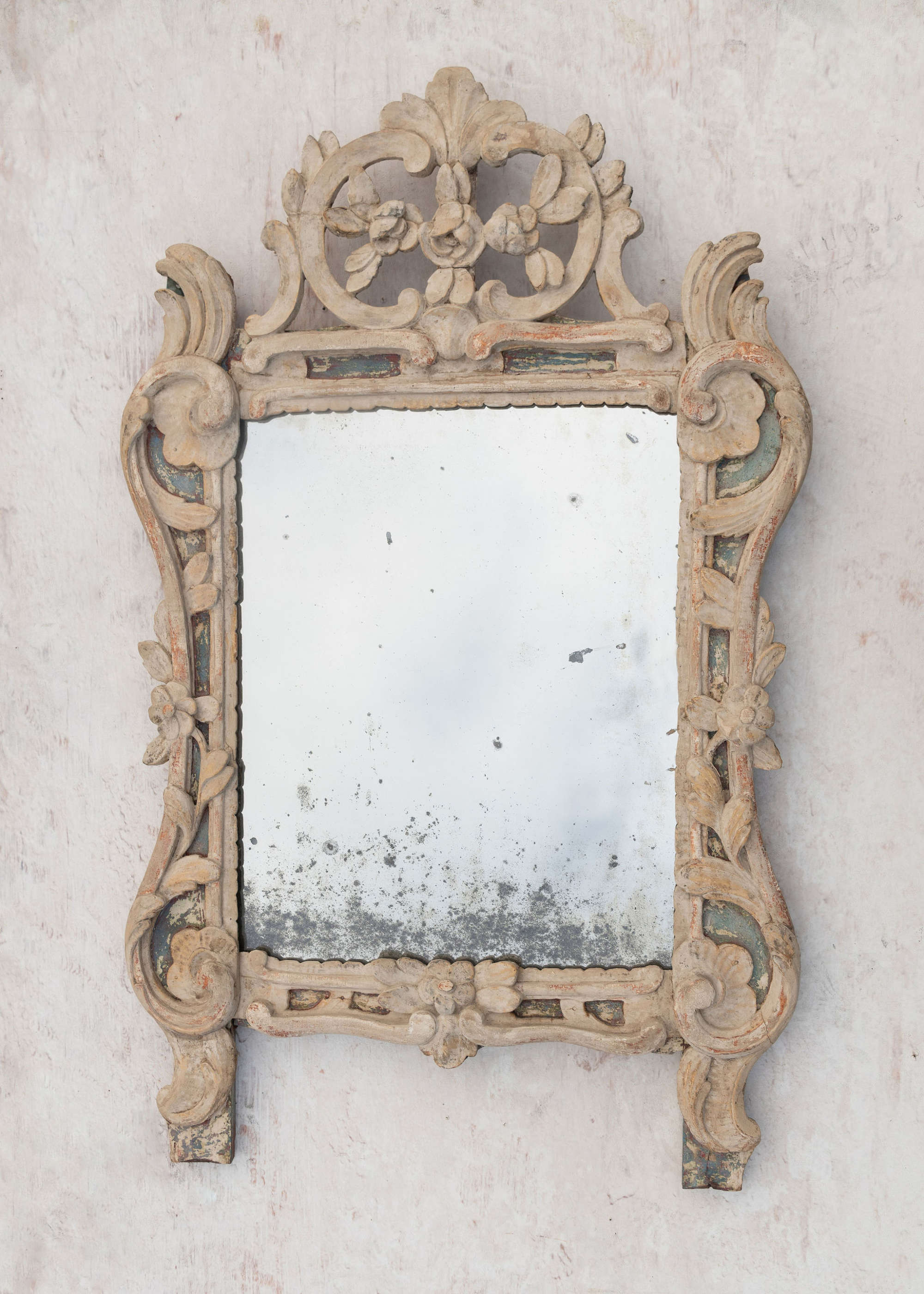 18th Century French mirror, original paint