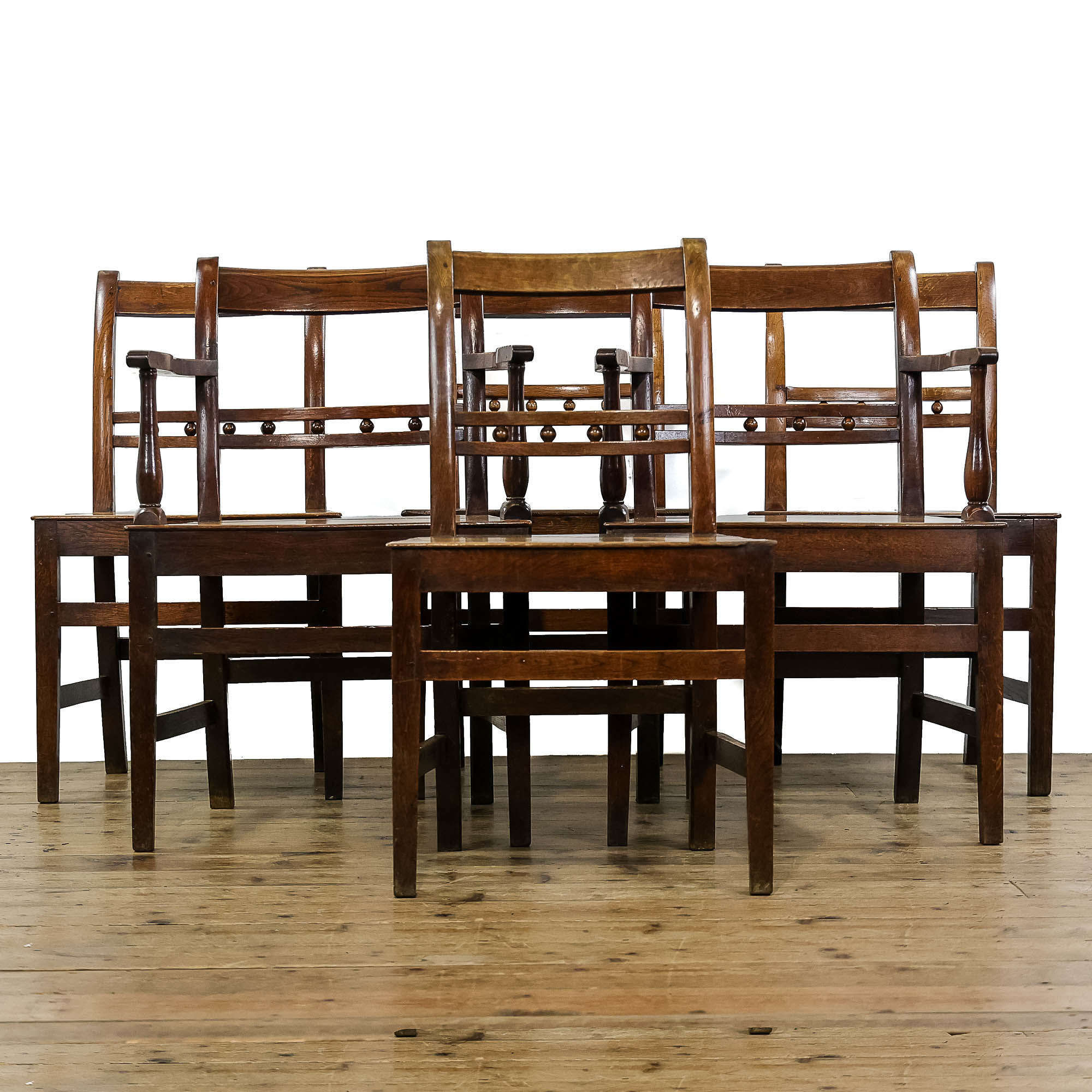 Set of Six Welsh Oak Farmhouse Chairs