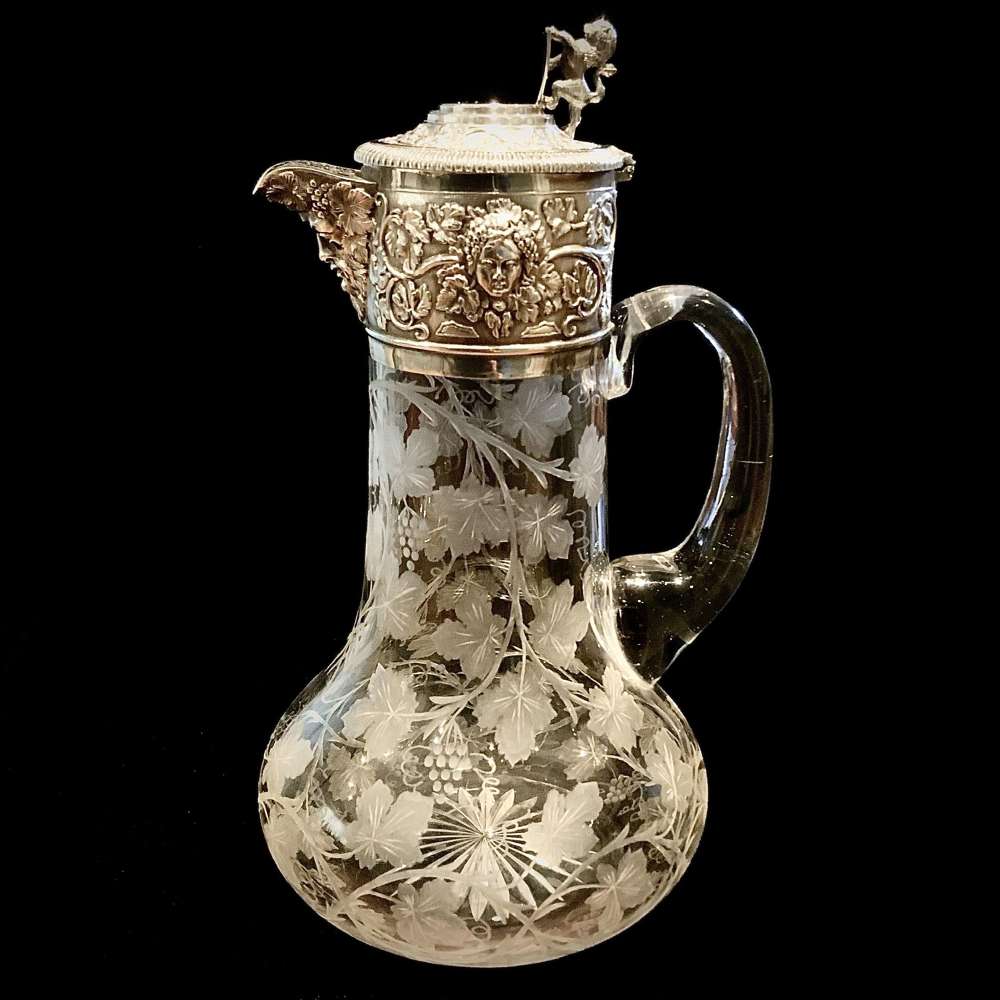 Very Fine Victorian Claret Jug Elkington & Co Silver Plated Mounts