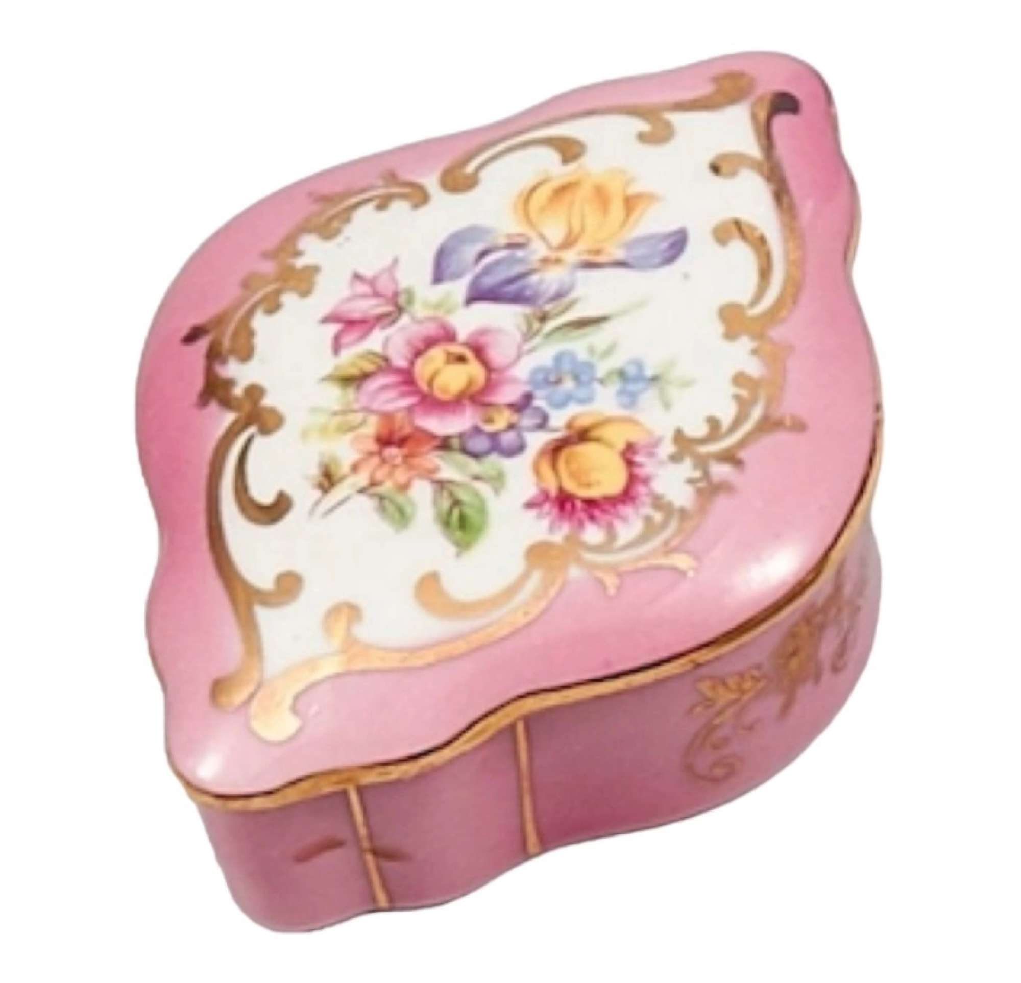 Diamond-shaped porcelain box. Limoges