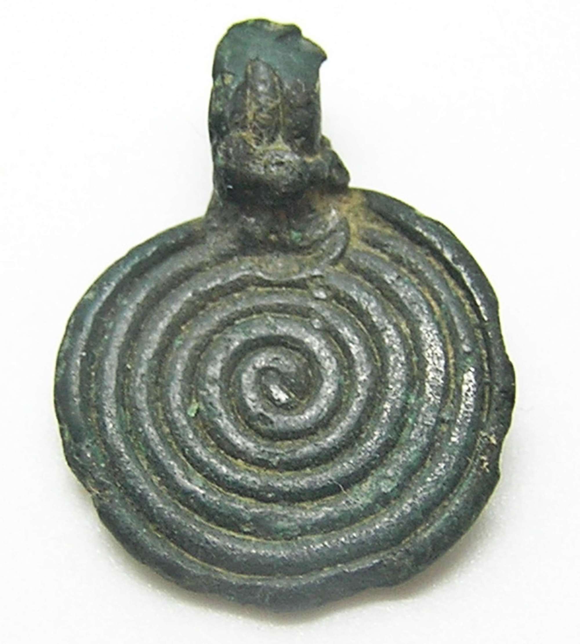 Bronze Age Spiral Twisted Pendant / Solar Sun Spiral