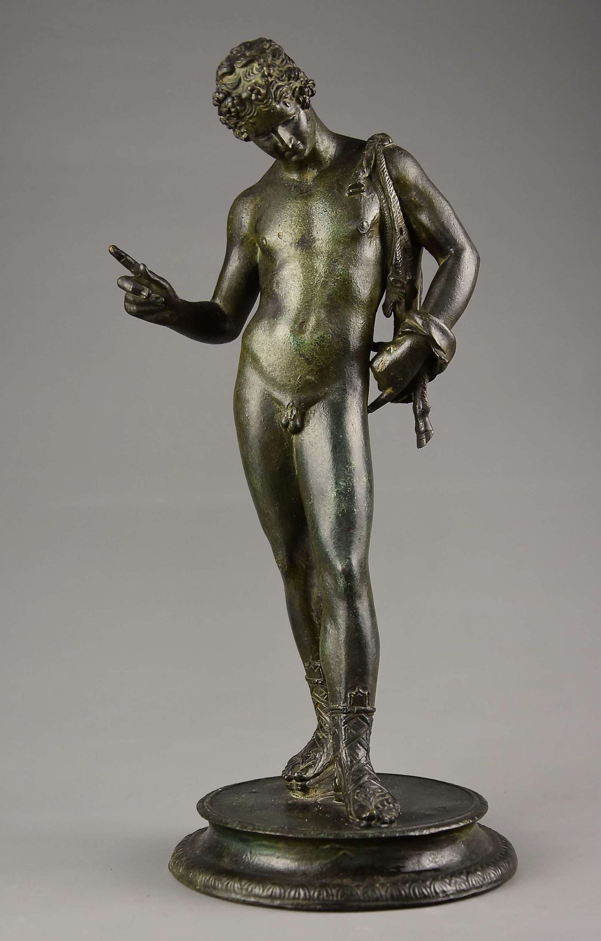 19thc Grand Tour Neapolitan bronze of Narcissus, after the Antique