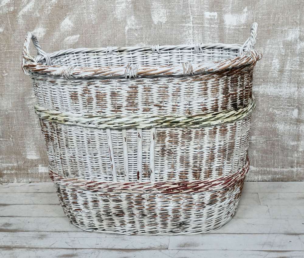 Large Painted Willow Log Vintage Basket