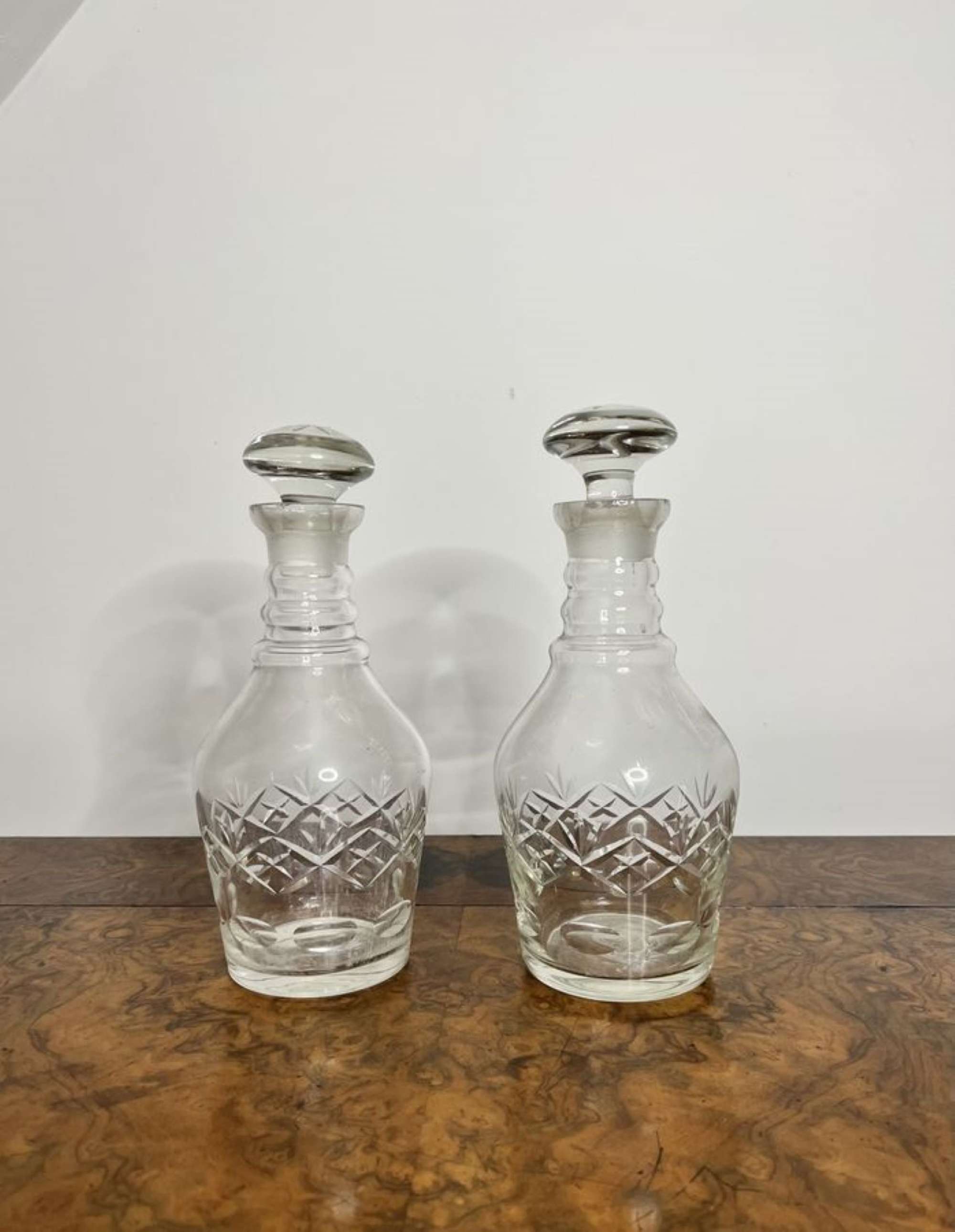 Wonderful pair of antique Victorian cut glass decanters