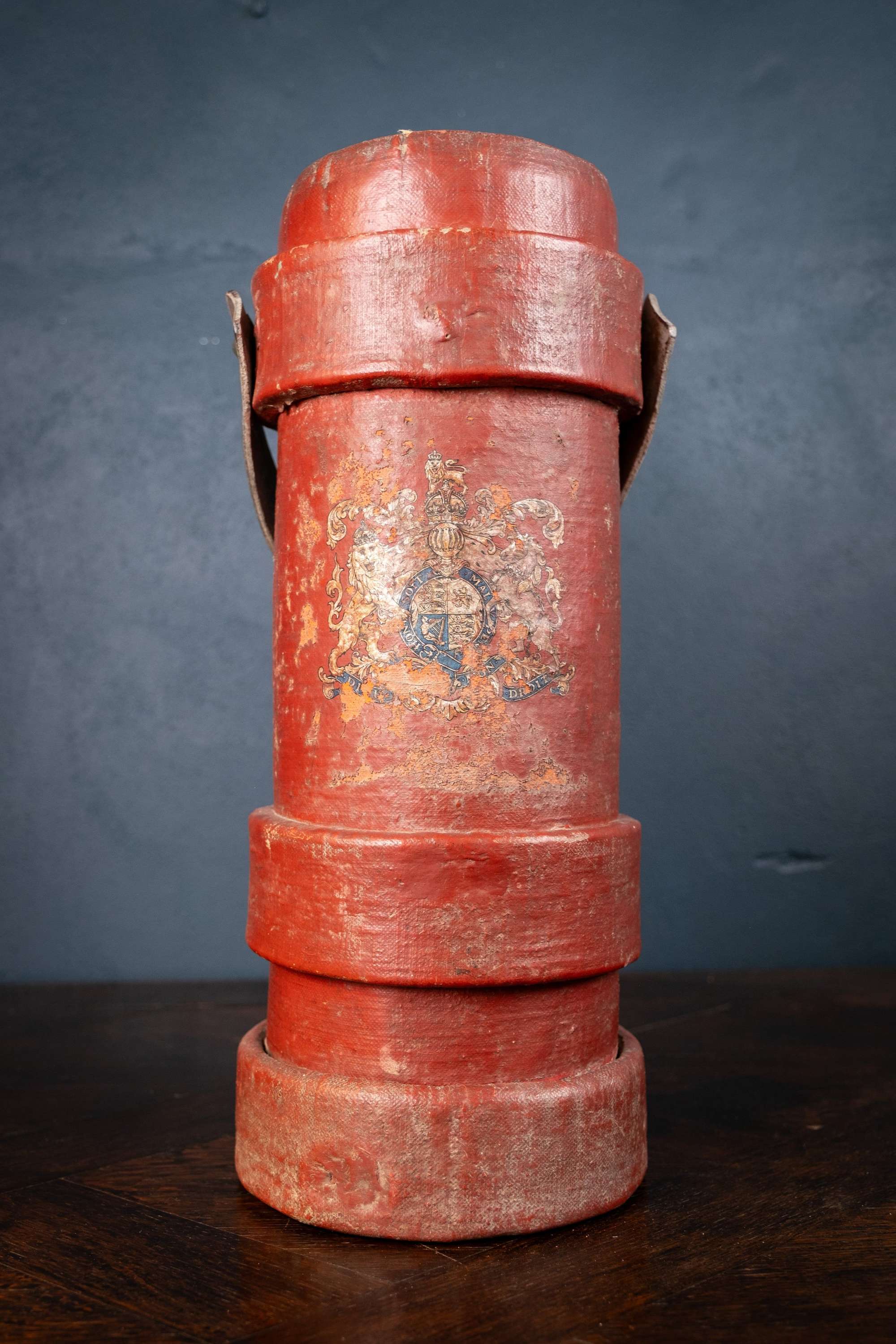 Red Royal Coat Of Arms Artillery Shell Case Stick Stand, C.1900