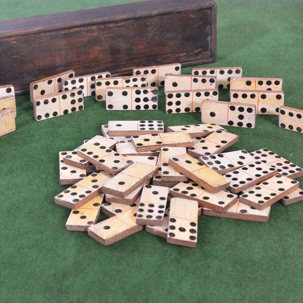 19th century naive hand painted dominoes