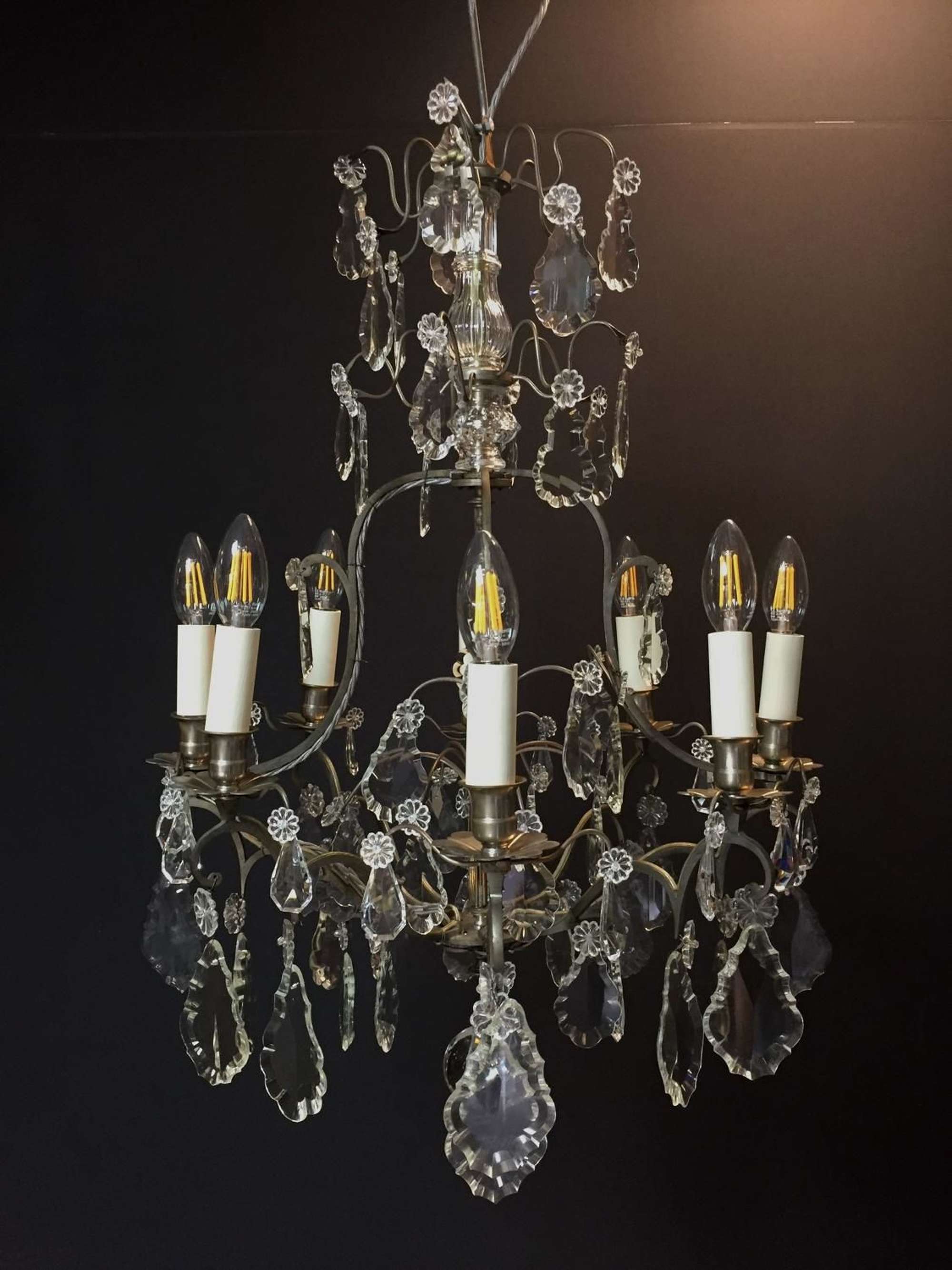 A late 19th century silvered chandelier