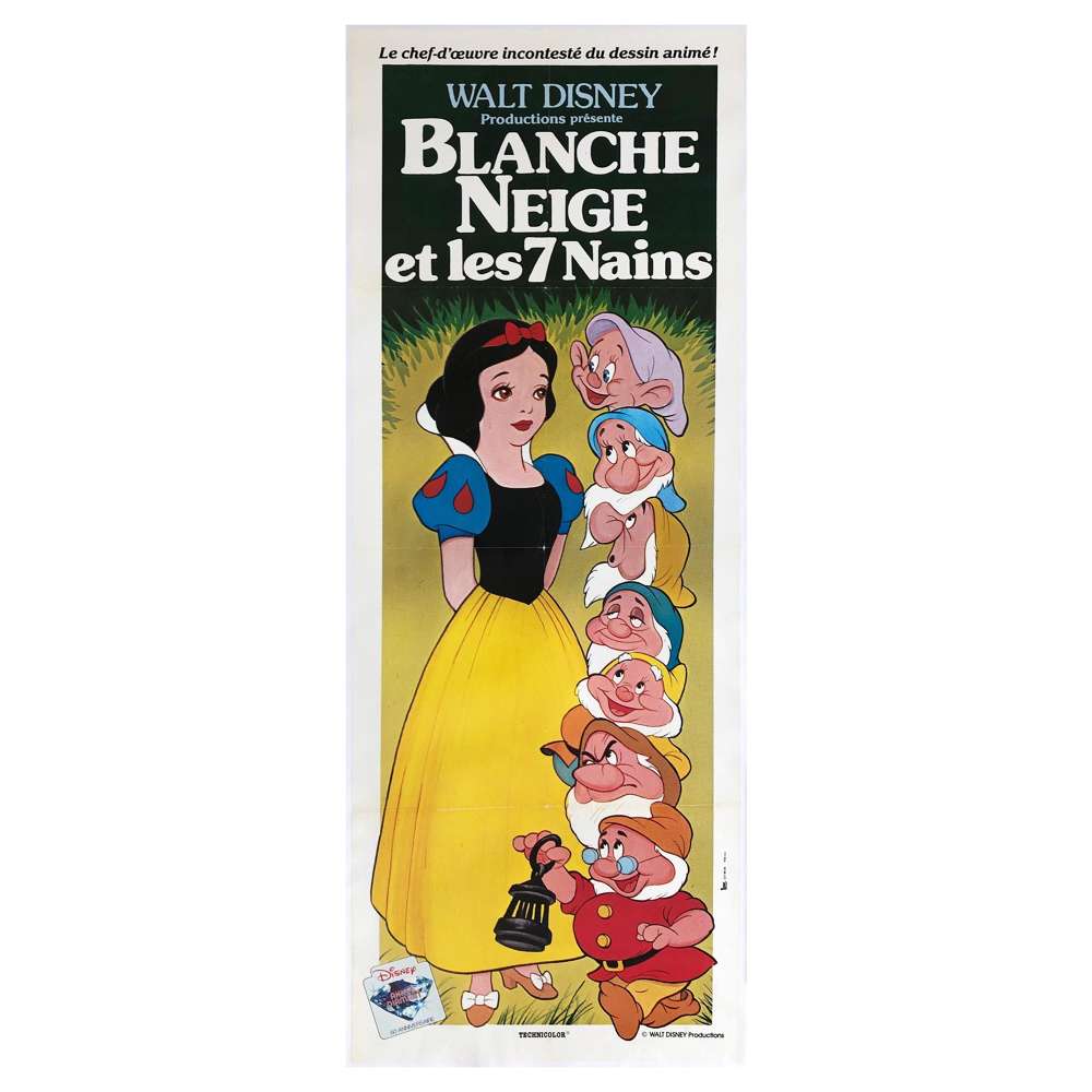 Snow White And The Seven Dwarfs R1983 French Door Panel Film Poster - Linen Back