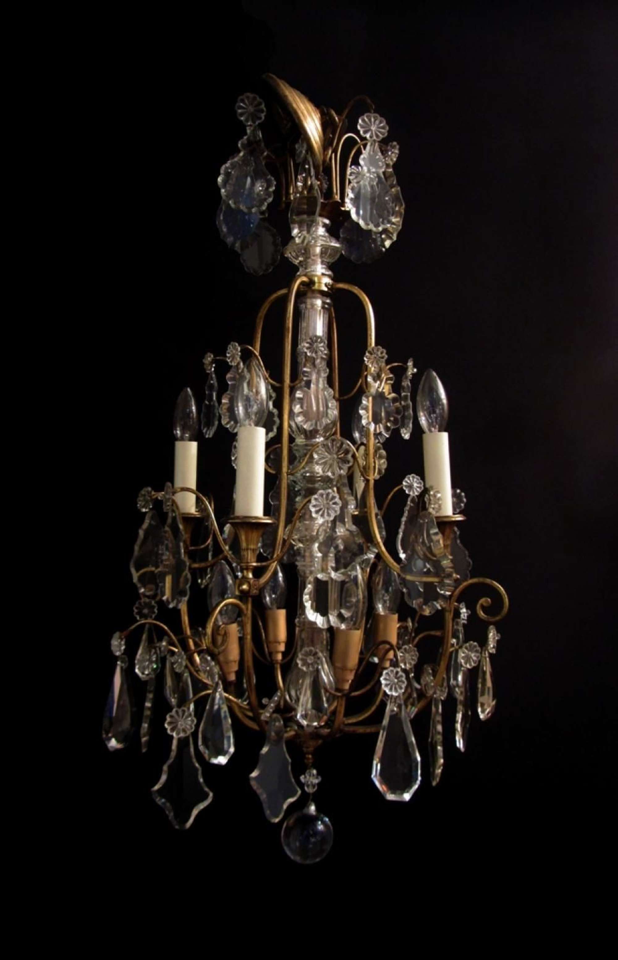 A decorative gilt lacquered brass chandelier