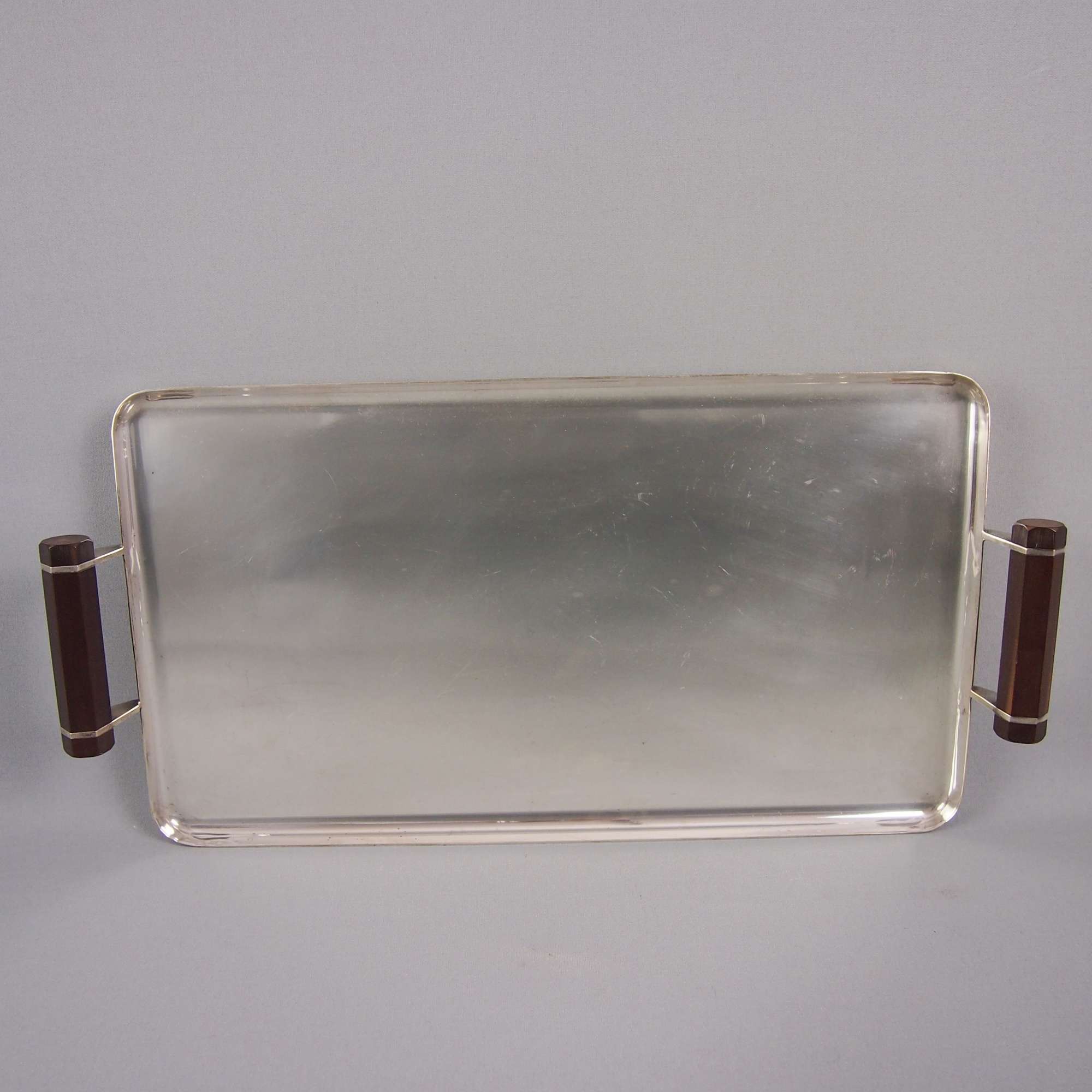 Art Deco Silver Plated Tray with Bakelite Handles