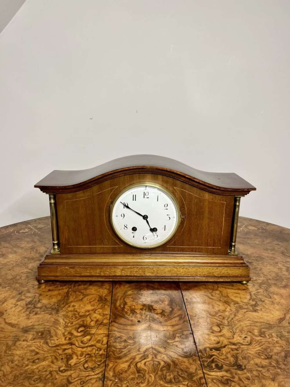 Quality Antique Edwardian Walnut Mantle Clock