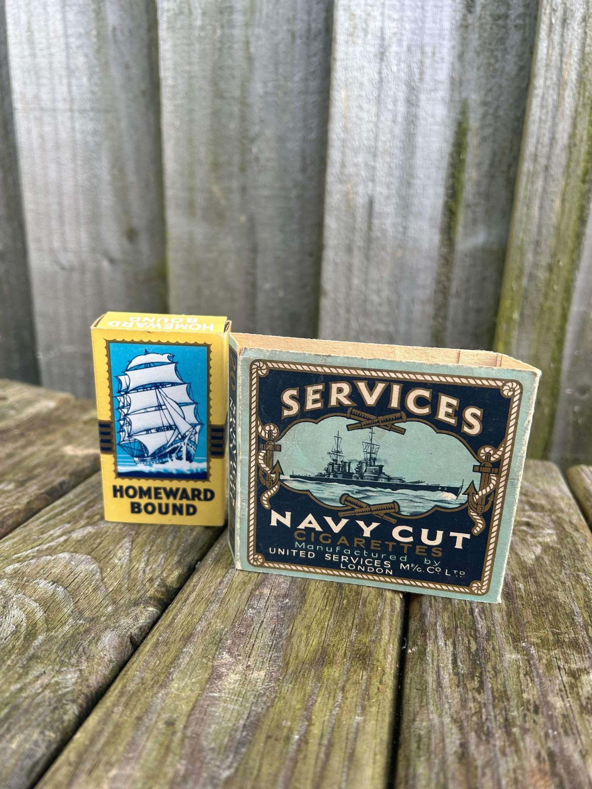 Services and homeward bound cigarette packets