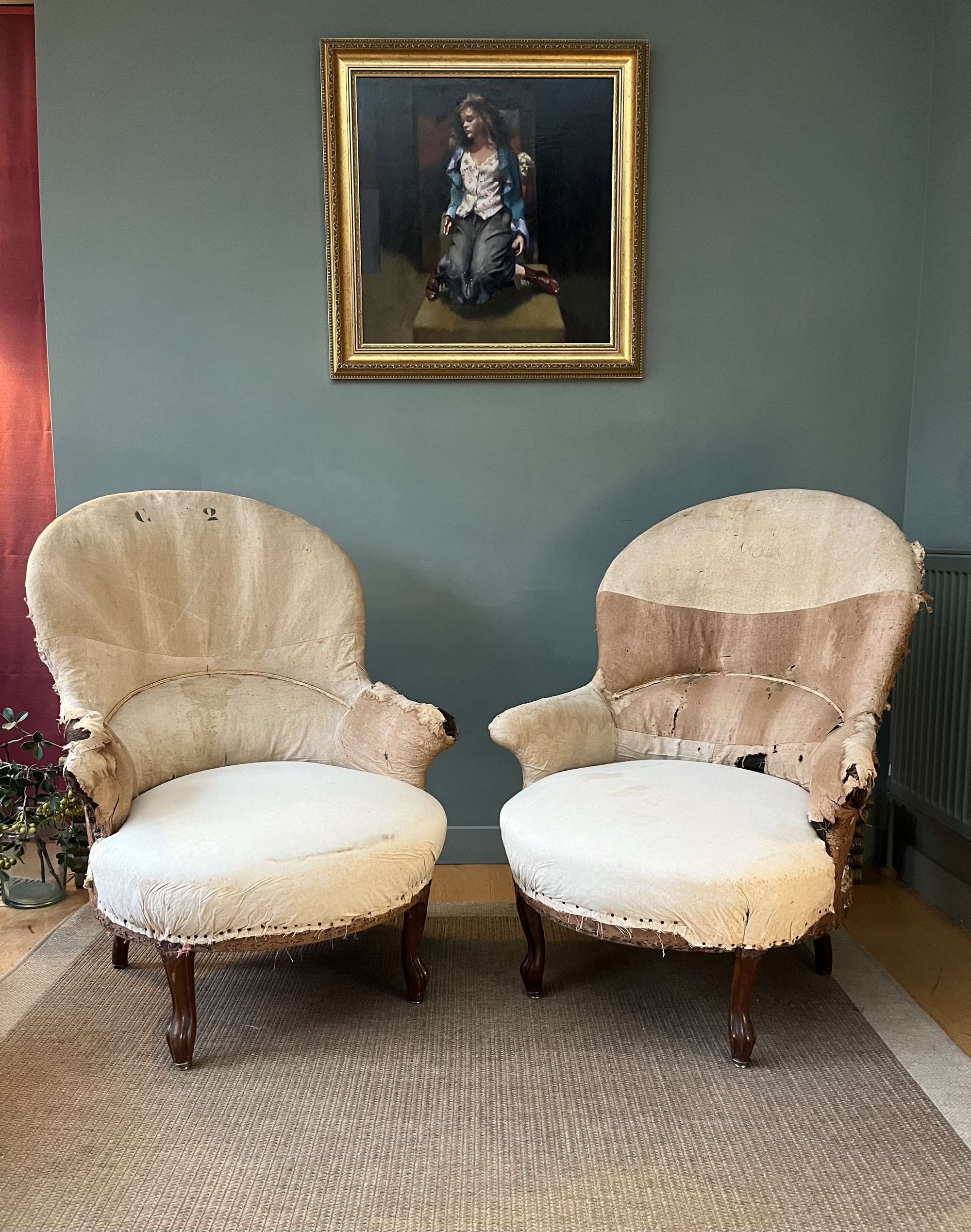 Pair Of Antique French Napoleon Iii Chairs (for Reupholstery)