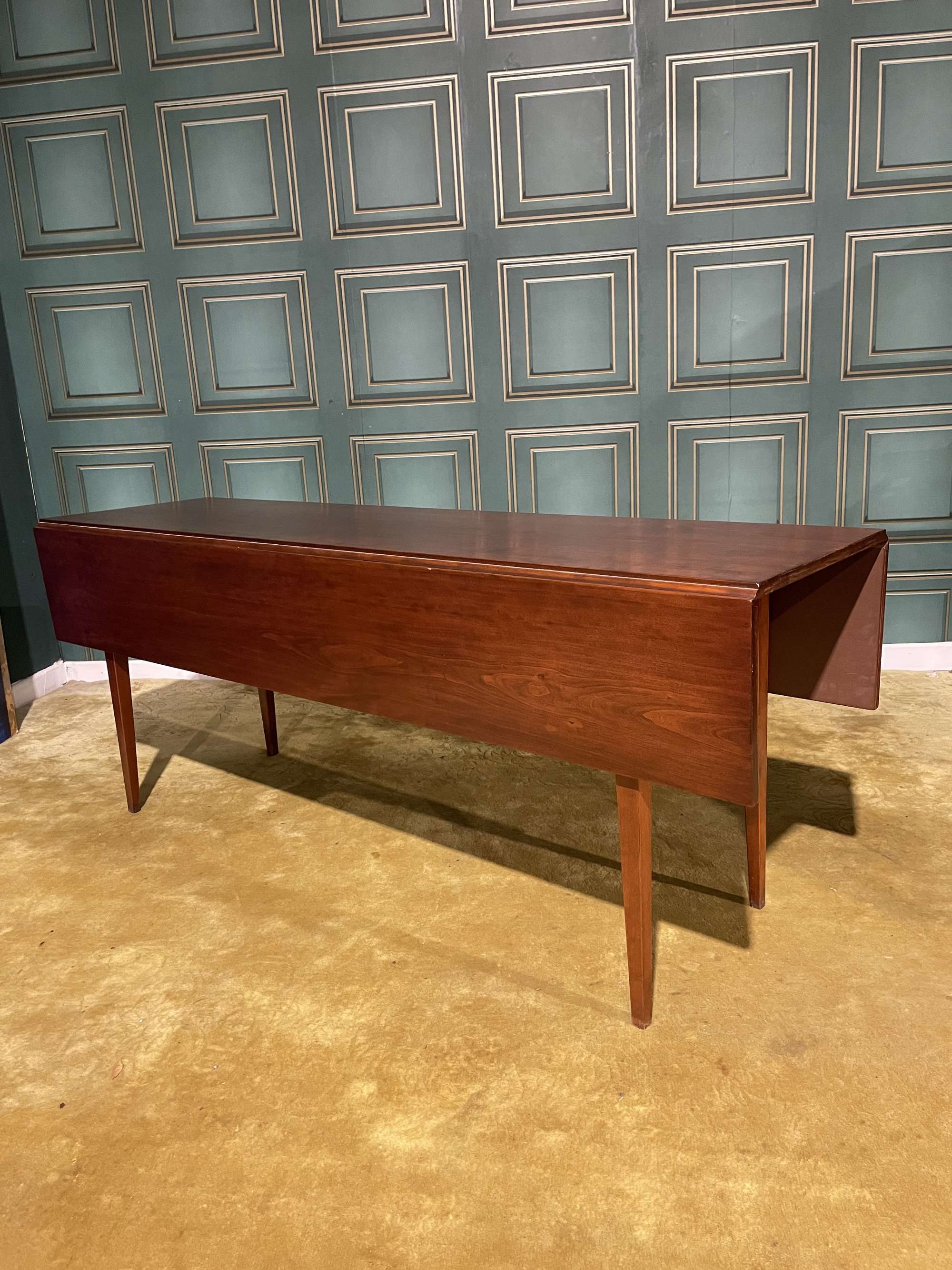 Mahogany Drop Leaf Wake Table Resting On Tapered Supports