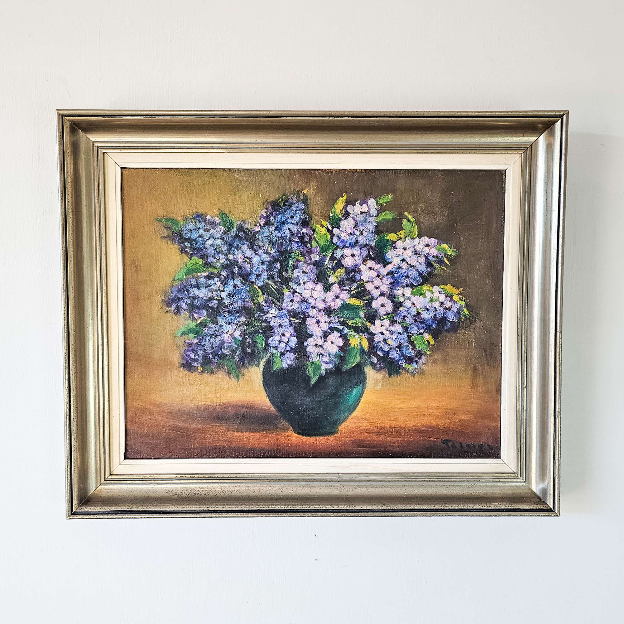 Vintage Floral Oil Painting On Board, 1970's