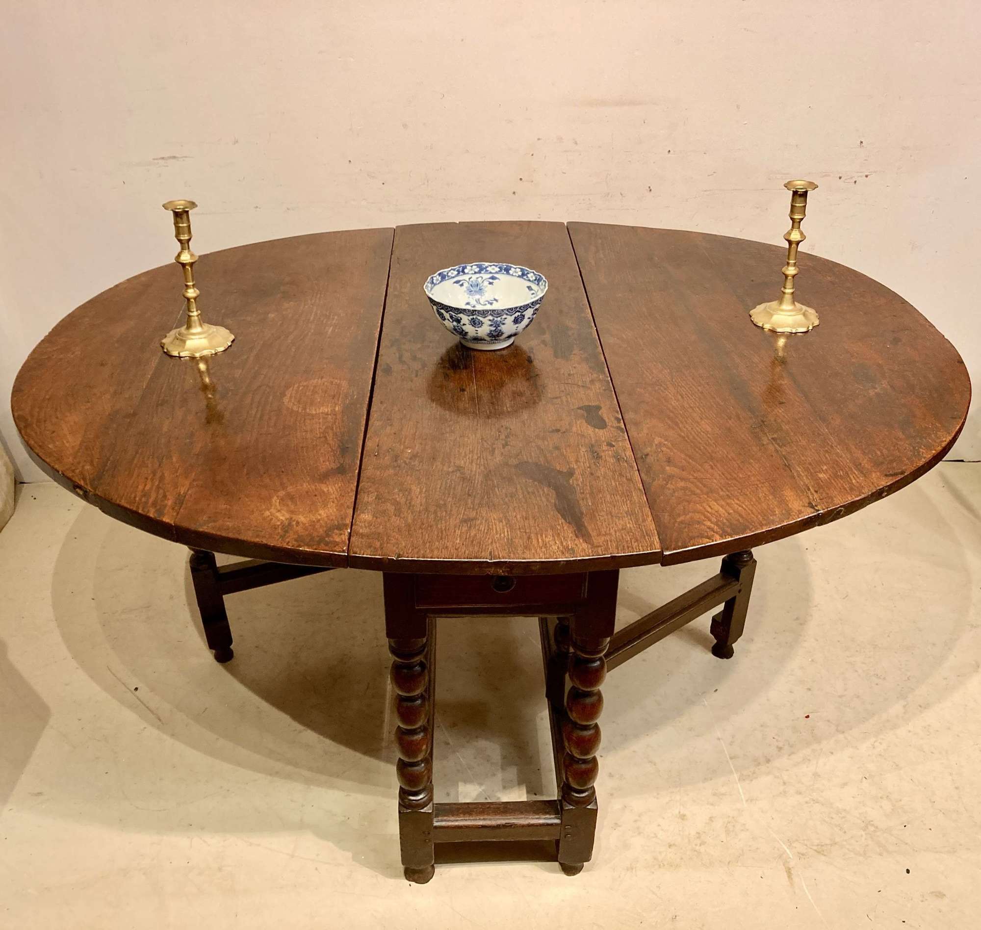Charles II oak bobbin turned gateleg table.