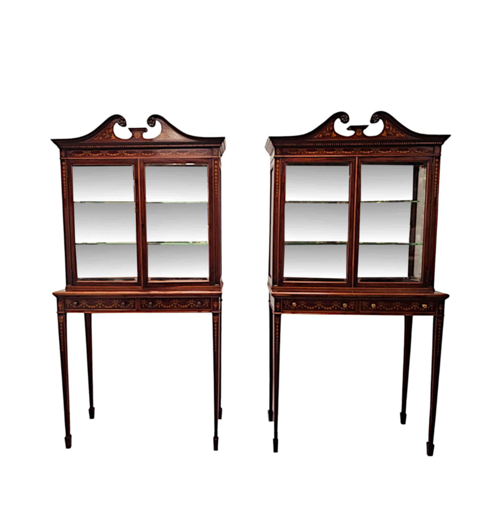 A Very Rare Pair Of Edwardian Pier Cabinets Or  Antique Bookcases After Edward And Roberts