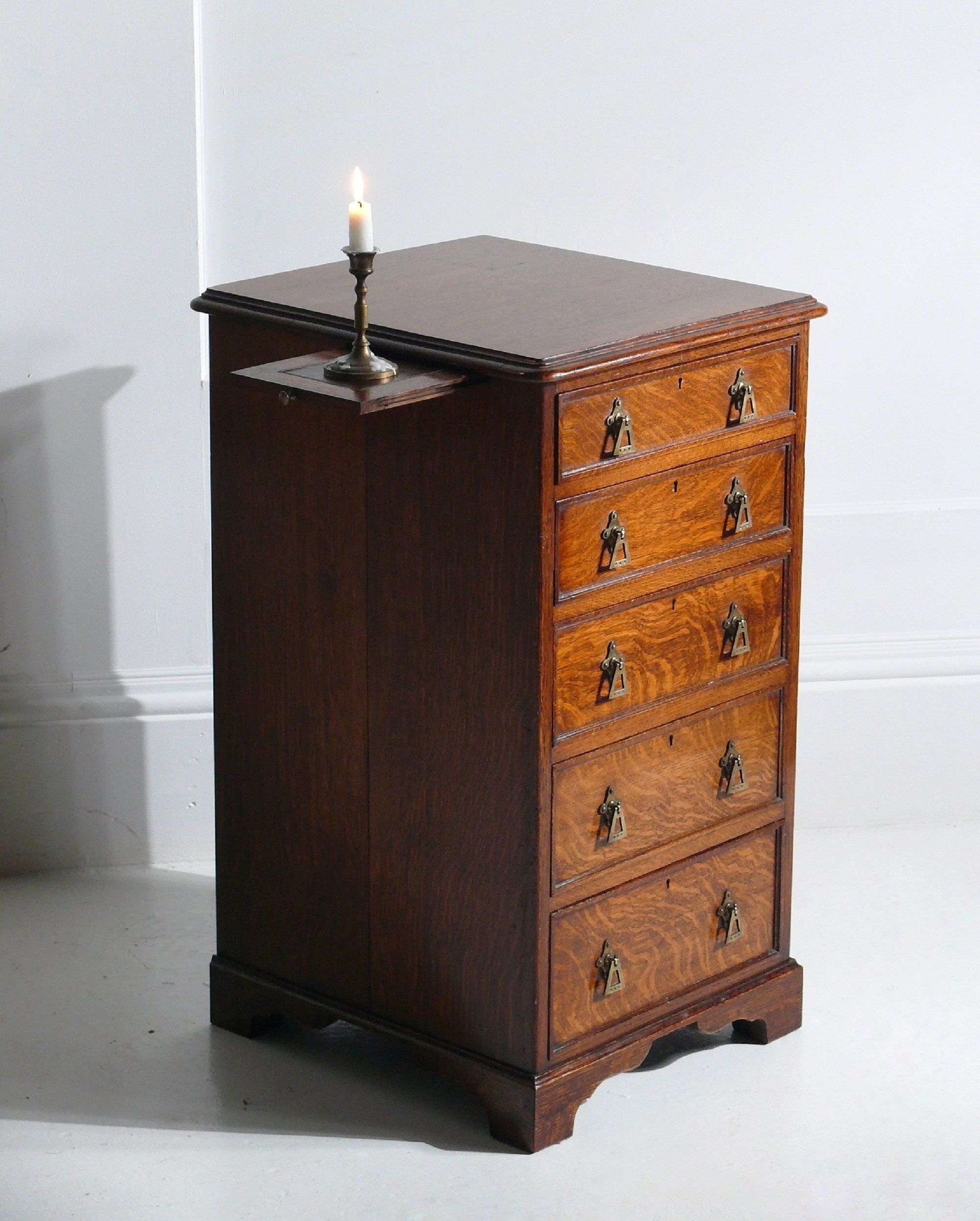Late 19th Century Narrow Oak Antique Chest Of Drawers
