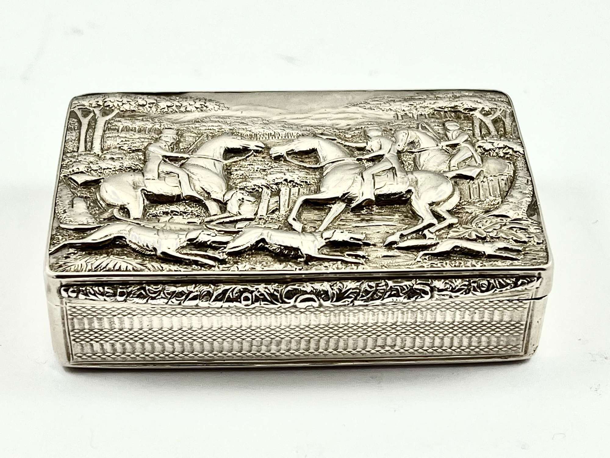 George IV antique silver hunting snuff box, Thos. Shaw 1829