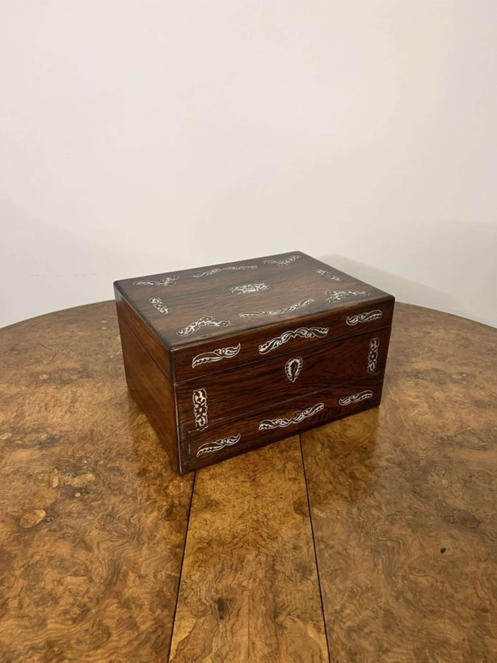 Fantastic Quality Antique Victorian Rosewood And Mother Of Pearl Inlaid Work Box