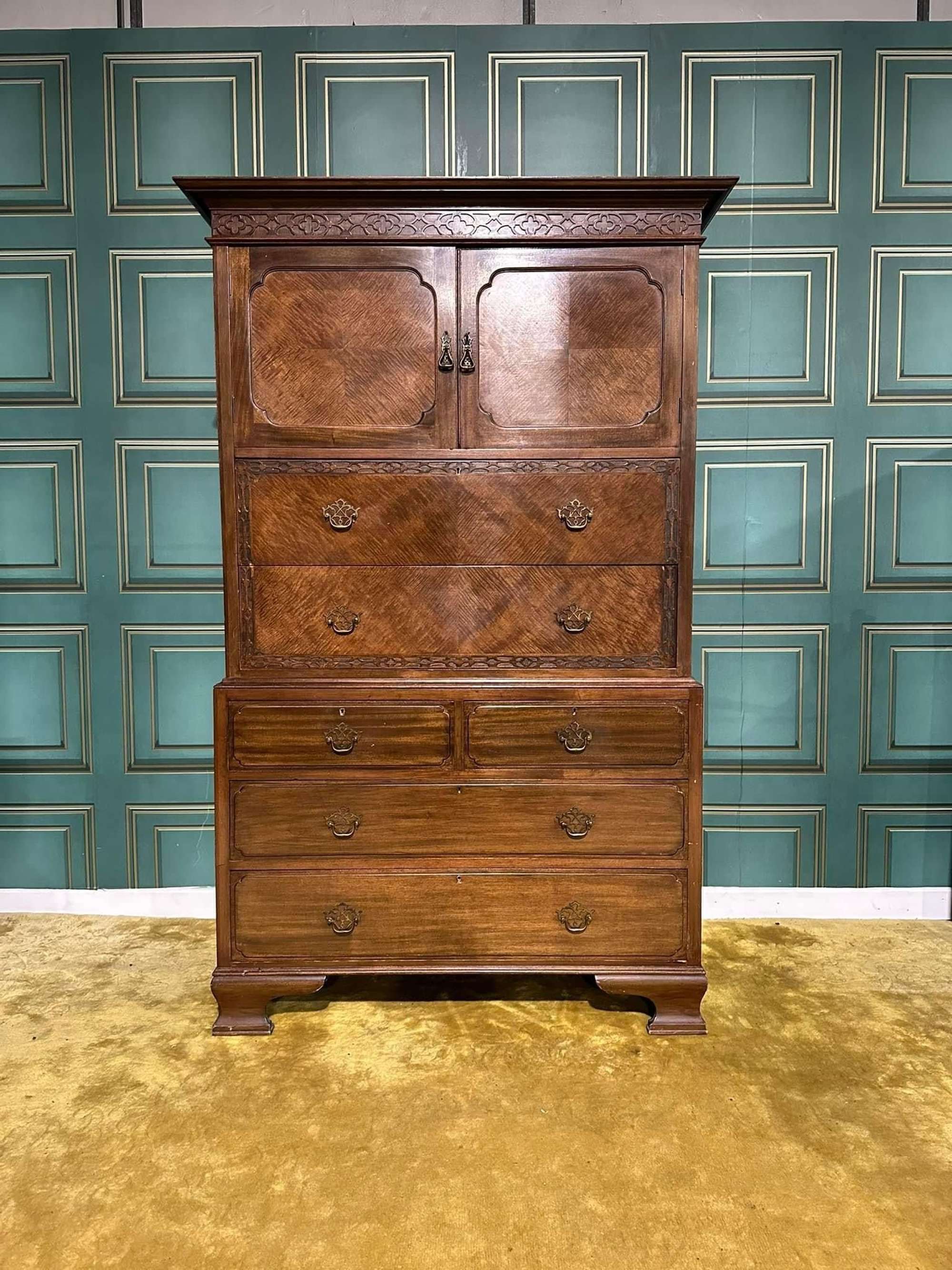 Chippendale Revival Mahogany Tallboy Chest