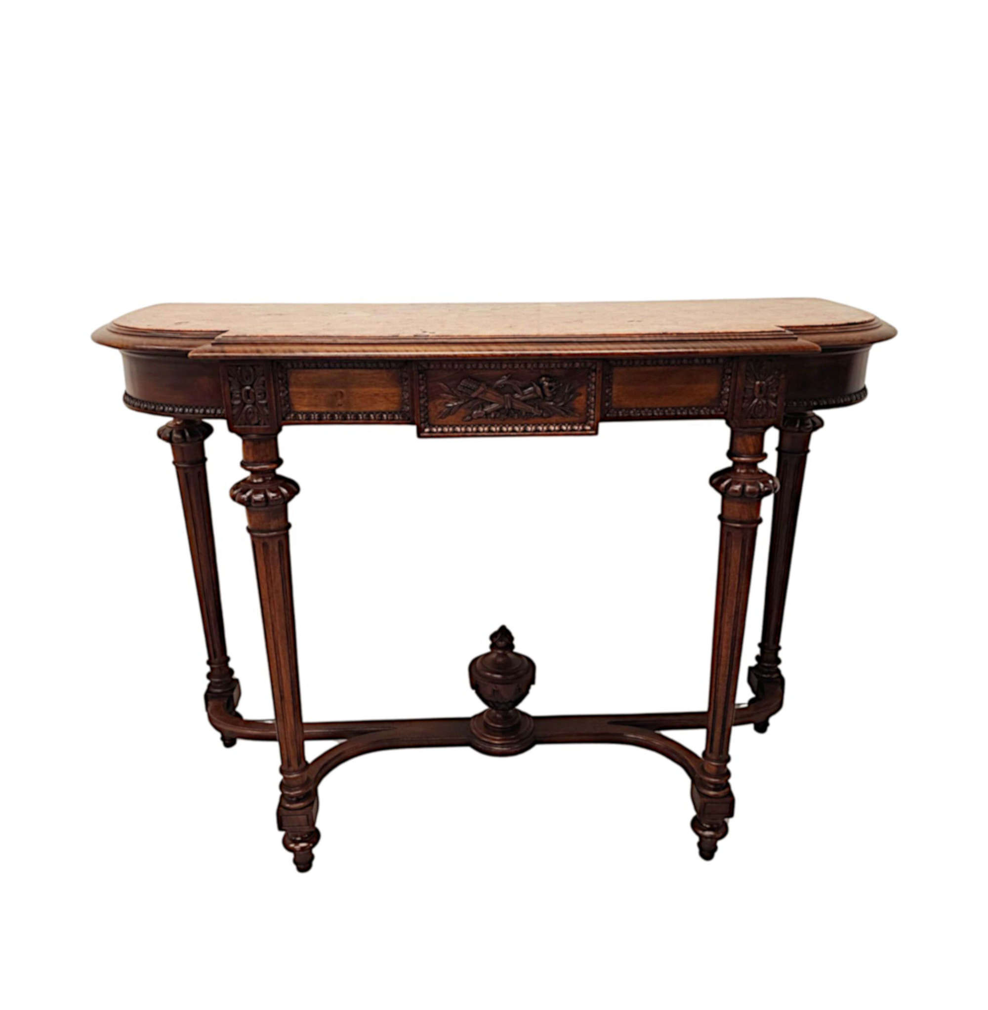 A Very Fine 19th Century Walnut Marble Topped  Antique Console Table