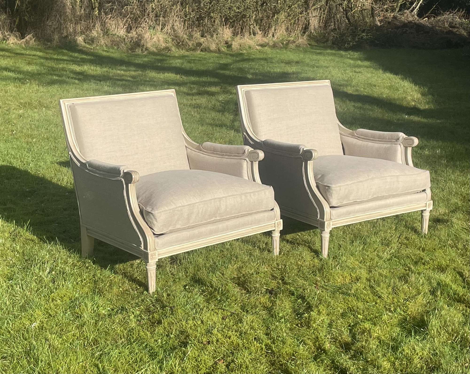 Pair of Louis XVI Style Comfy Armchairs