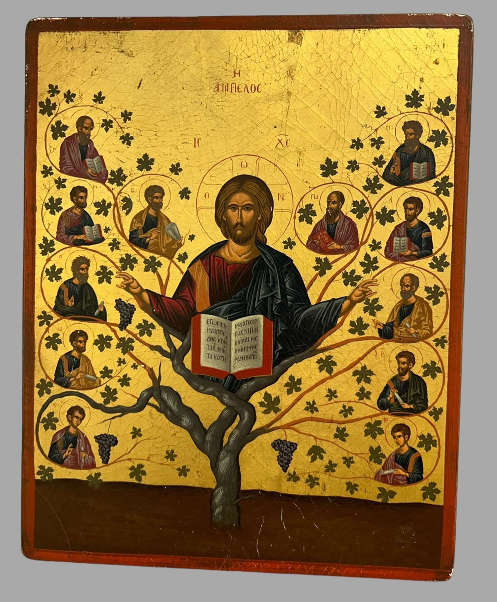 Byzantine Style Vine Icon of Jesus