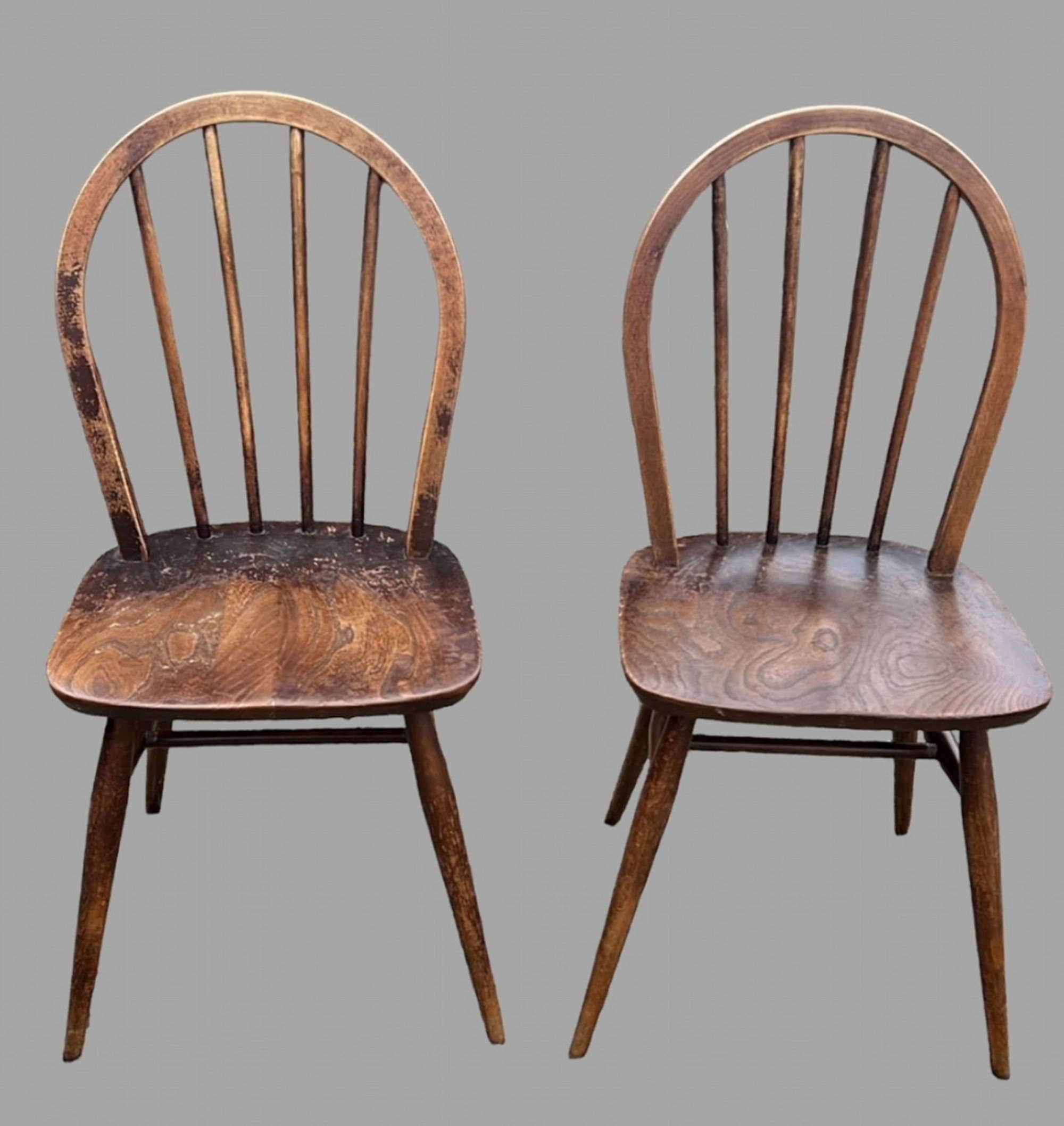 A Pair of Elm Seated Beech Ercol Chairs