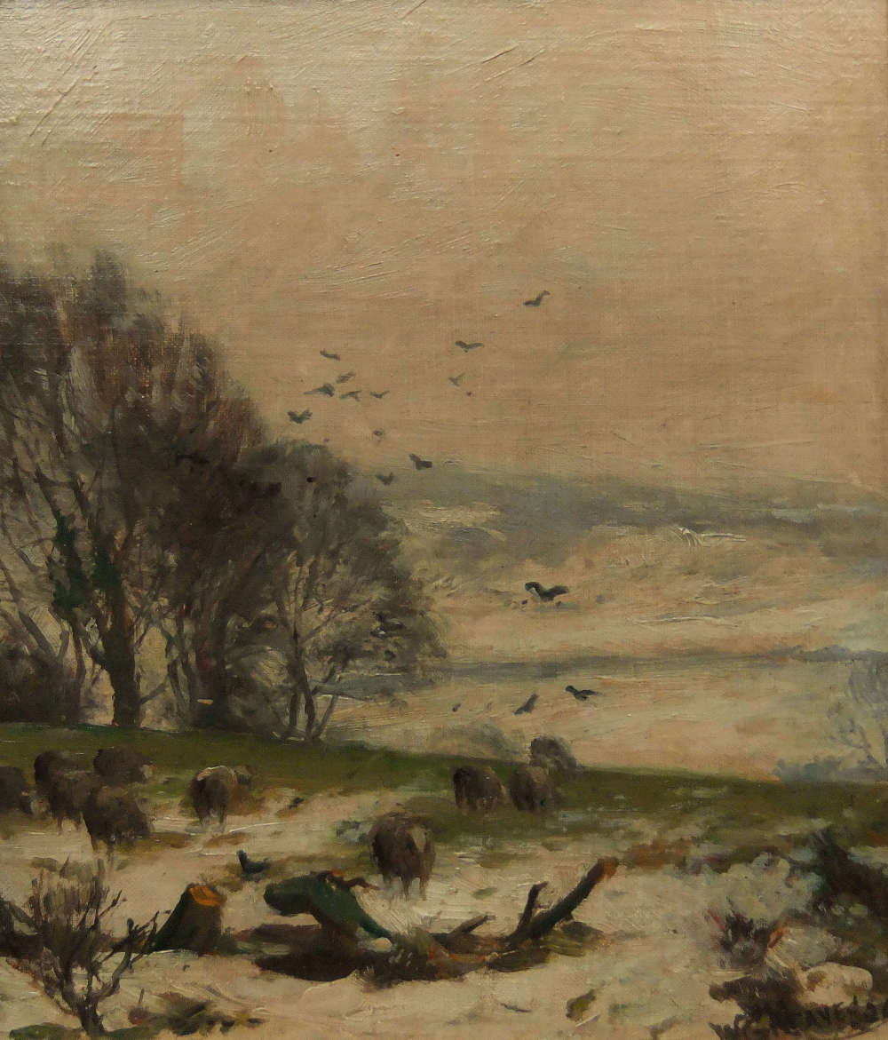 William Greaves "Near East Keswick, December 1926" oil on board