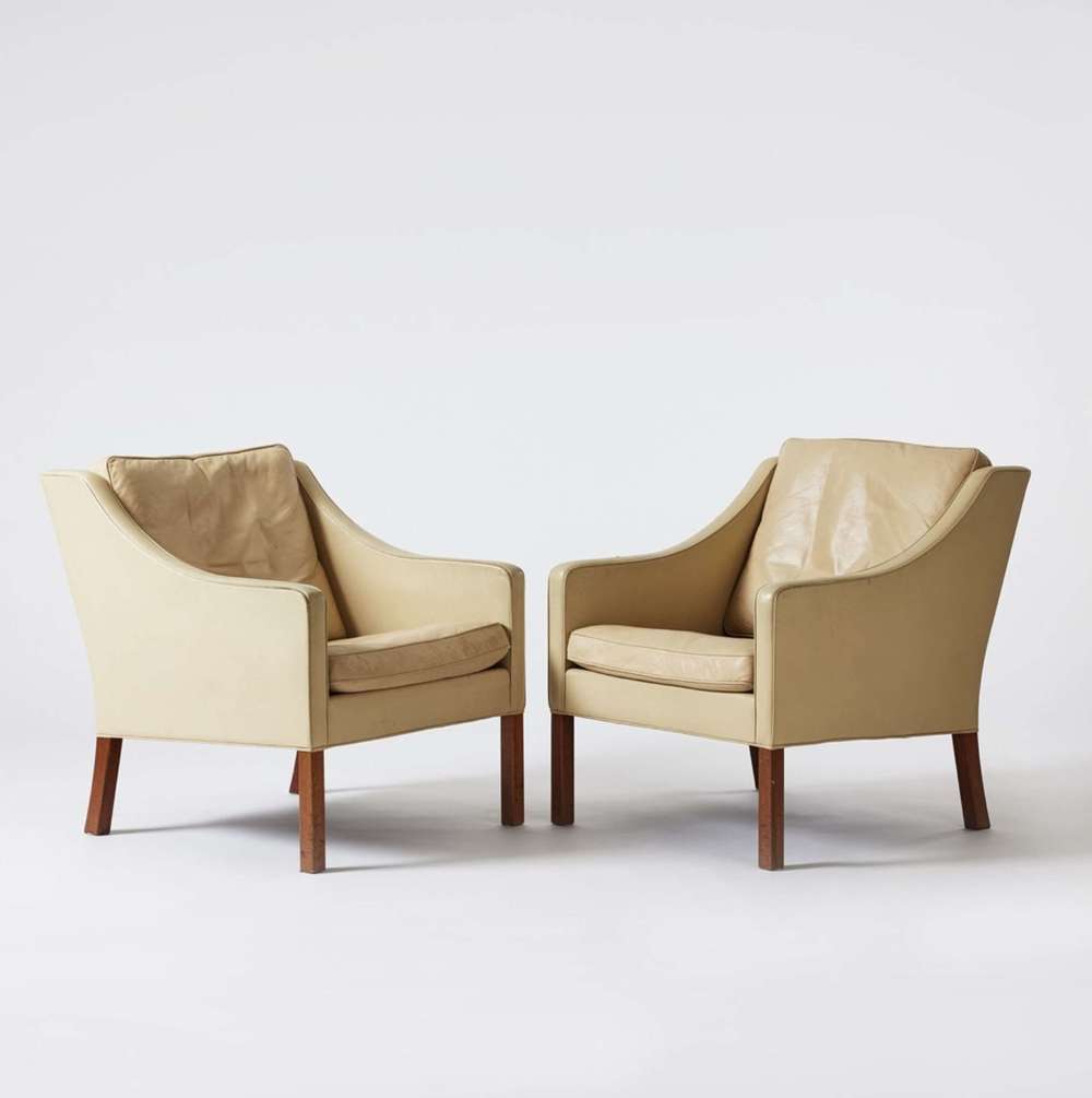 1960s Danish Borge Mogensen chairs in vellum colour