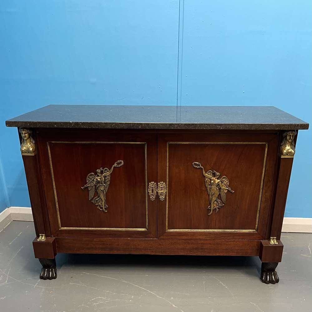 French Empire Antique Commode A Porte With Marble Top