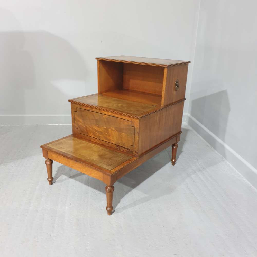 Set Victorian Mahogany Library Steps