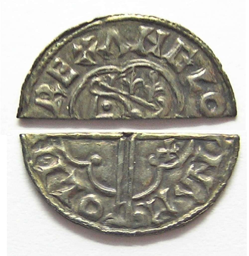 Anglo Saxon King Cnut silver half penny by Mana of Lincoln
