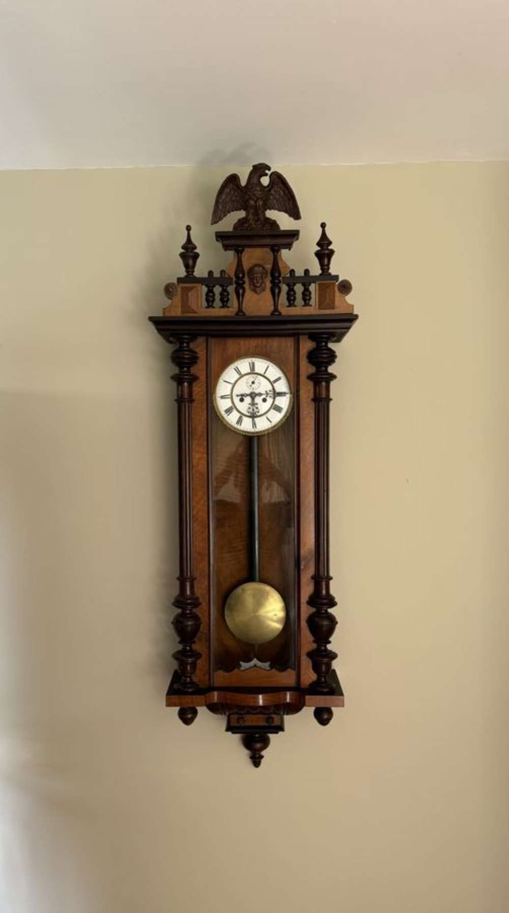 Fantastic Quality Antique Victorian Carved Walnut Vienna Wall Clock
