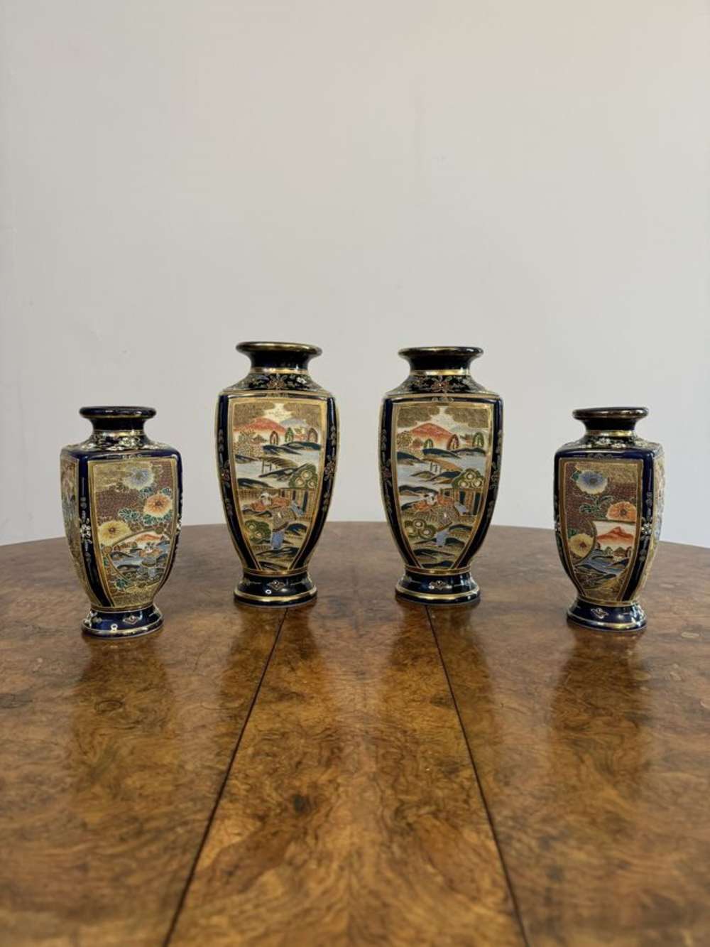 Outstanding Quality Antique Japanese Satsuma Vase Garniture