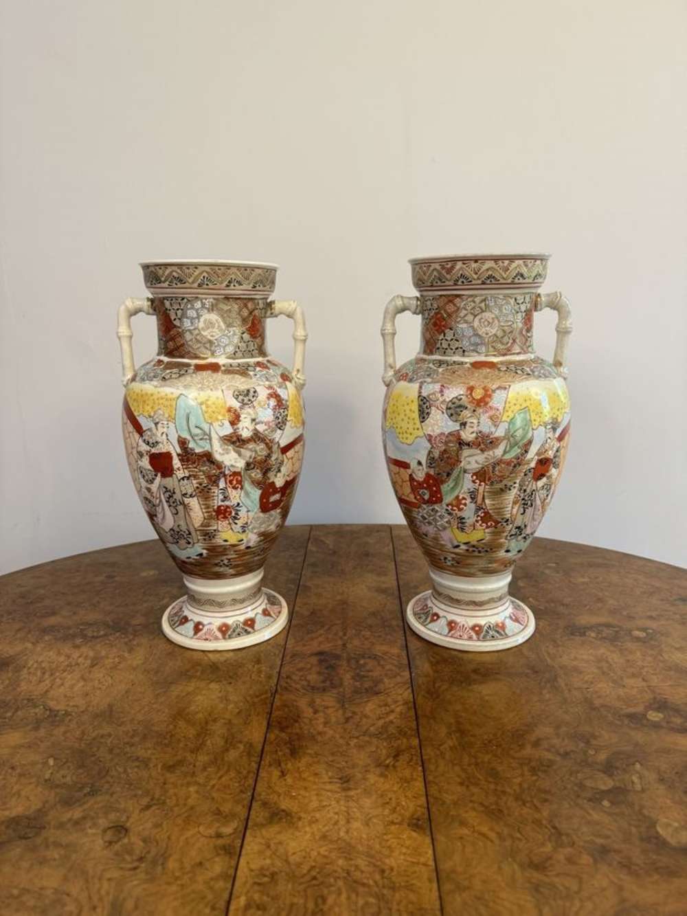 Quality Pair Of Large Antique Japanese Satsuma Vases