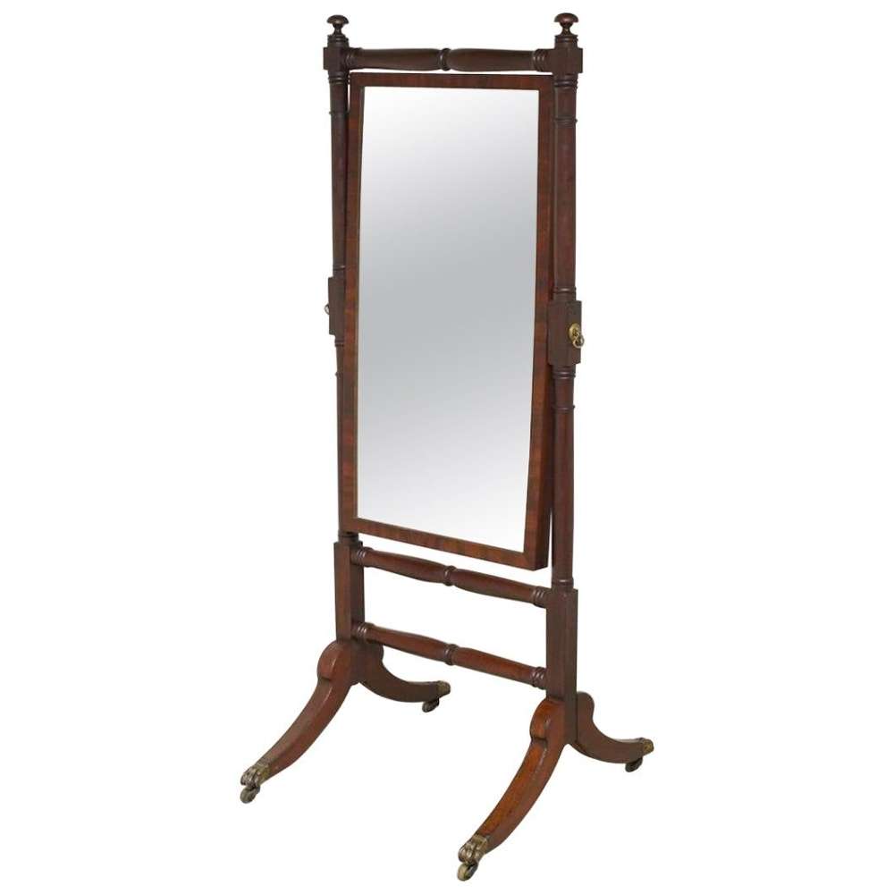 Georgian Cheval Antique Mirror Mahogany 1820