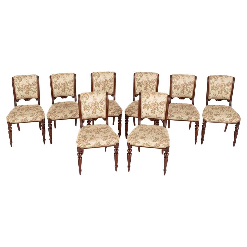 Set William Iv Dining Chairs Mahogany Upholstered Seats